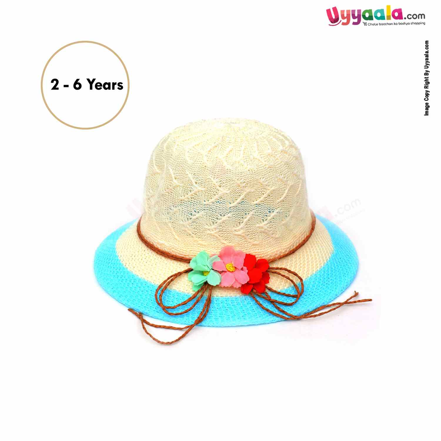 Fashion Round Net Hat for Kids 2+Y Age, Cream, Blue