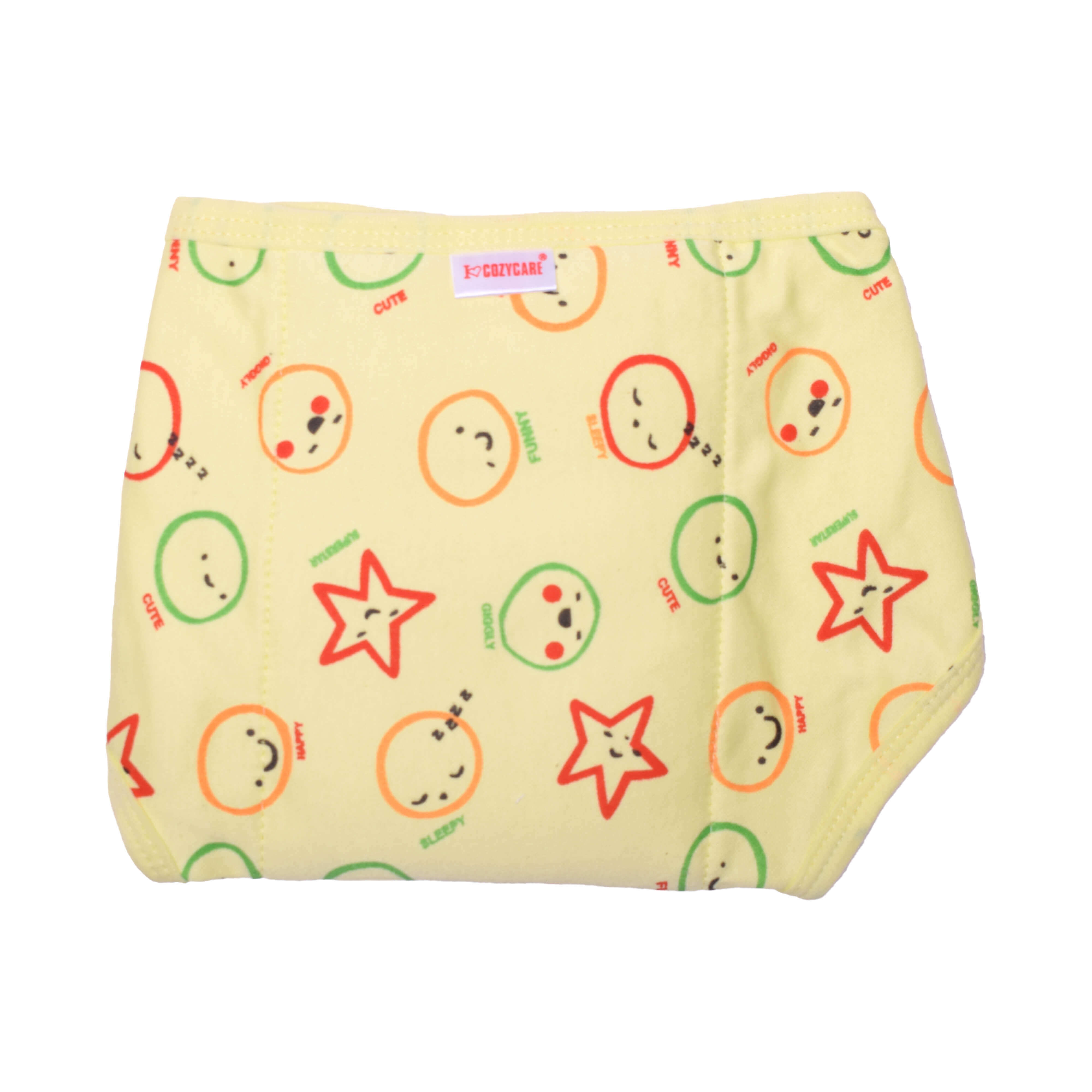 Care Washable Diapers Hosiery Velcro Emoji Print Blue, Yellow & Pink 3P Set (S)