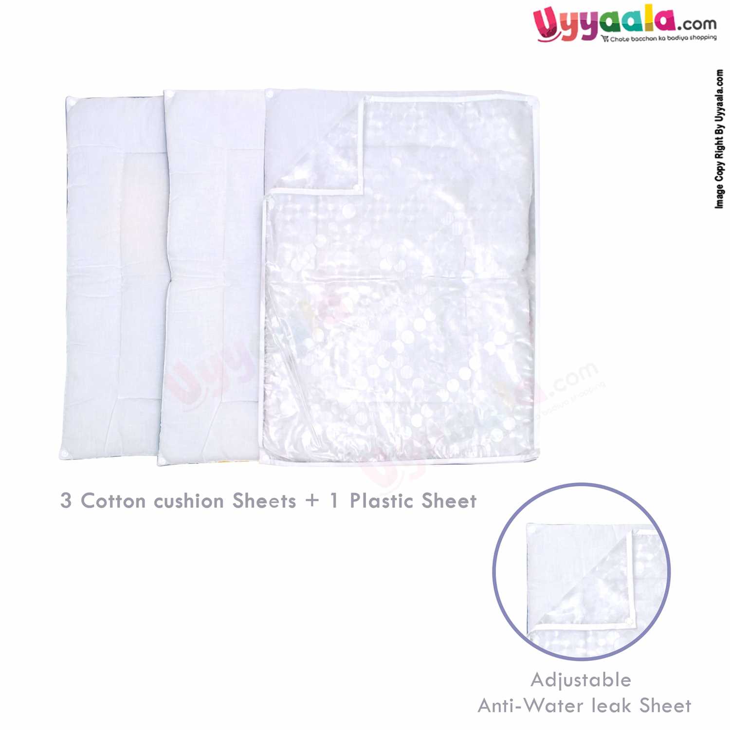 Num Num Cotton Foam Cushioned & Plastic detachable Changing Sheets 3+1 Set with Stars Print - Blue