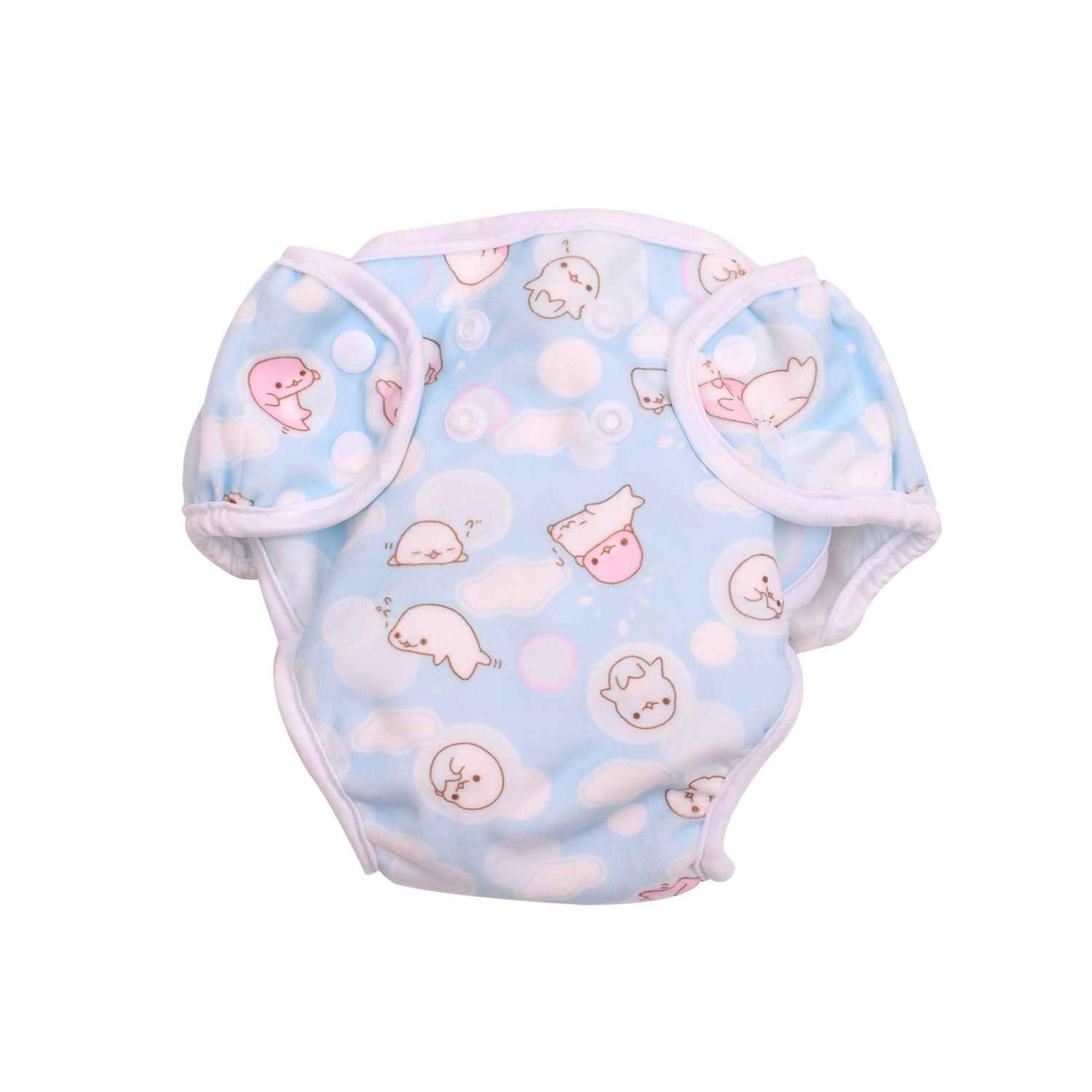 PAW PAW Baby Reusable Fabric Diaper with Pad, Size M (5-9kg)-Blue