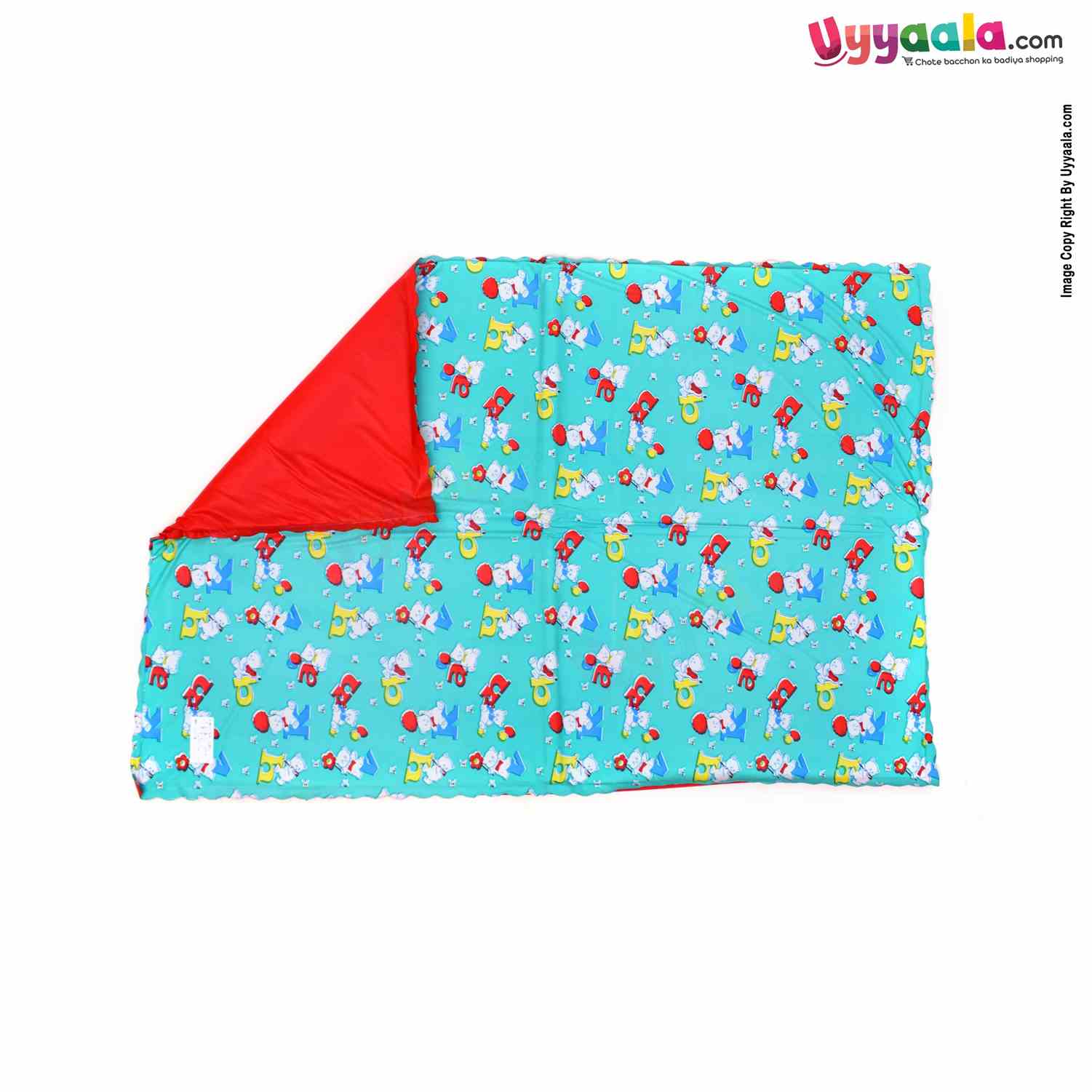 Plastic Sleeping mats Water Proof bed Protector with Foam Cushioned for Babies with Alphabets & Teddy Bear Print Medium
