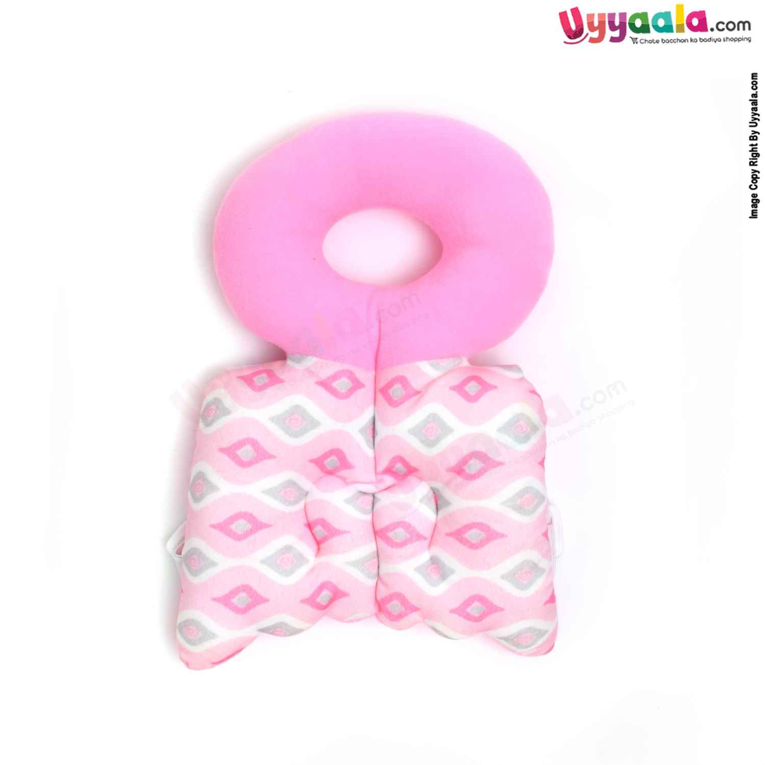 Baby Head Protector with Pillow with Adjustable Straps & Velvet Material, with Print 4-18m Age, Size(32*20cm)