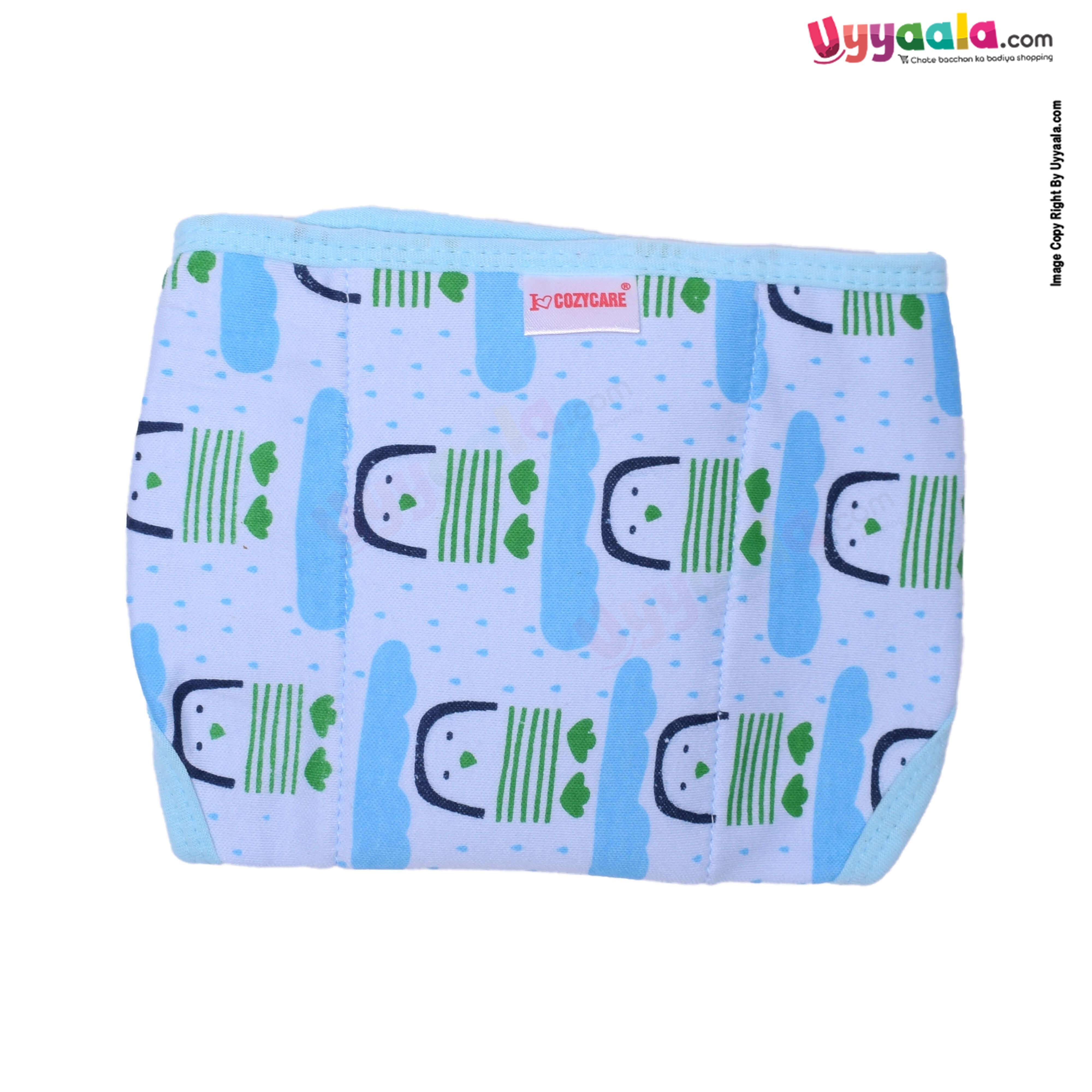 COZYCARE Washable Diapers Hosiery Velcro Penguin Print Green, Pink & Blue 3P Set (SS)