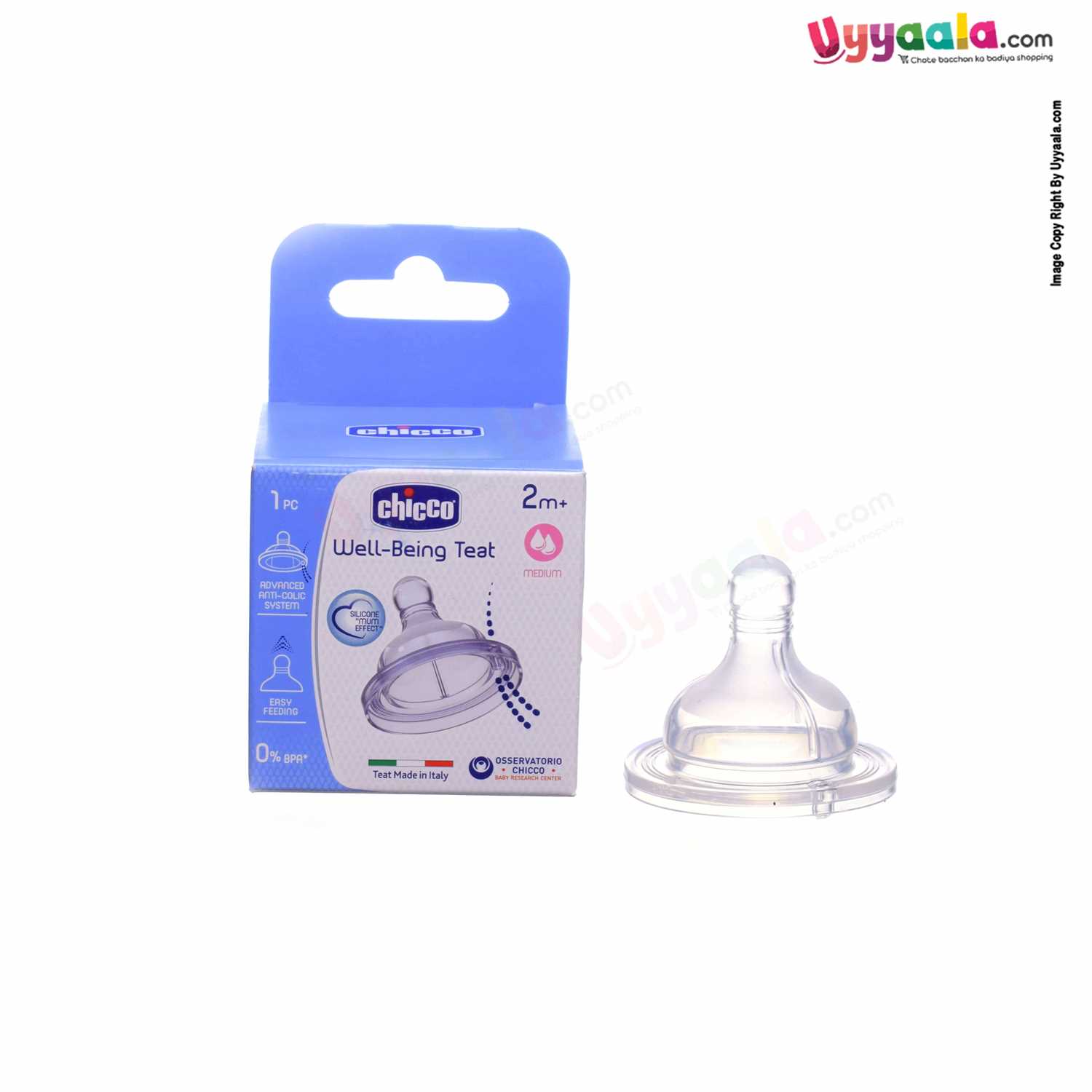 CHICCO Medium flow well being silicon teat, 1 pc - 2+m