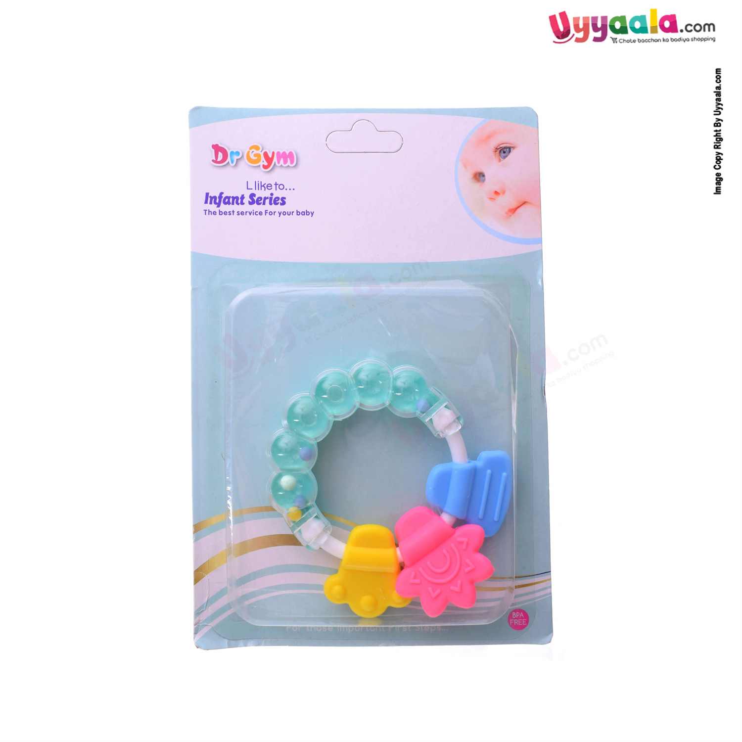 DR.GYM Silicone Teether With Doodle Ring 6+m Age - Multi Color