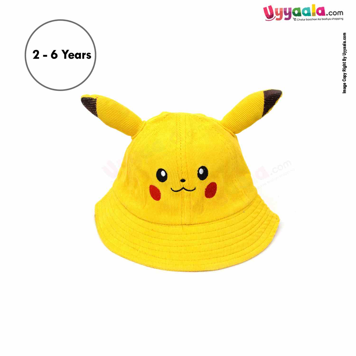 Straw Hat for Kids with Pikachu Character 2+Y Age, Yellow