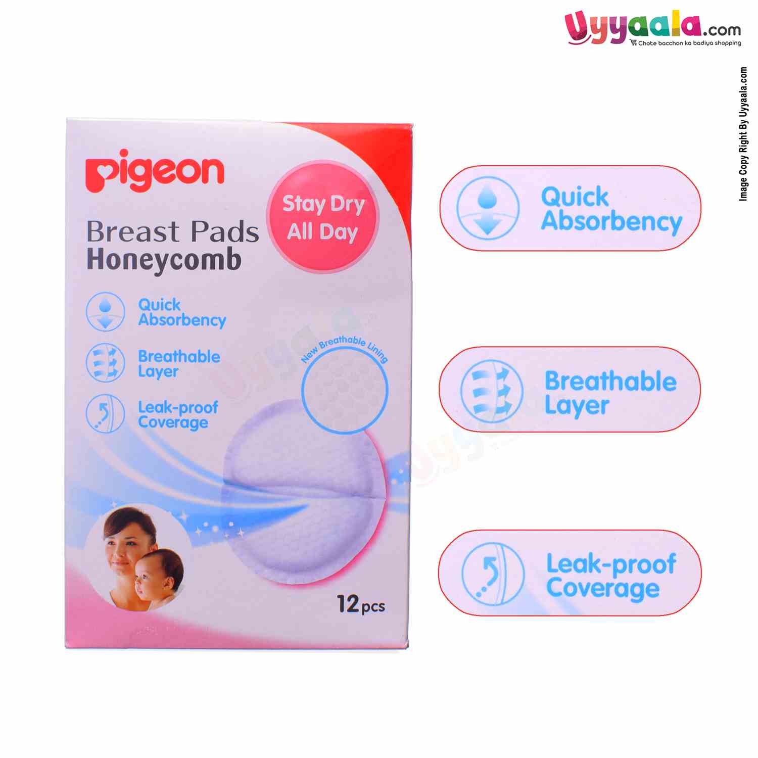 PIGEON Disposable Breast (Nursing) Pads Soft Honey Comb - 12Pcs