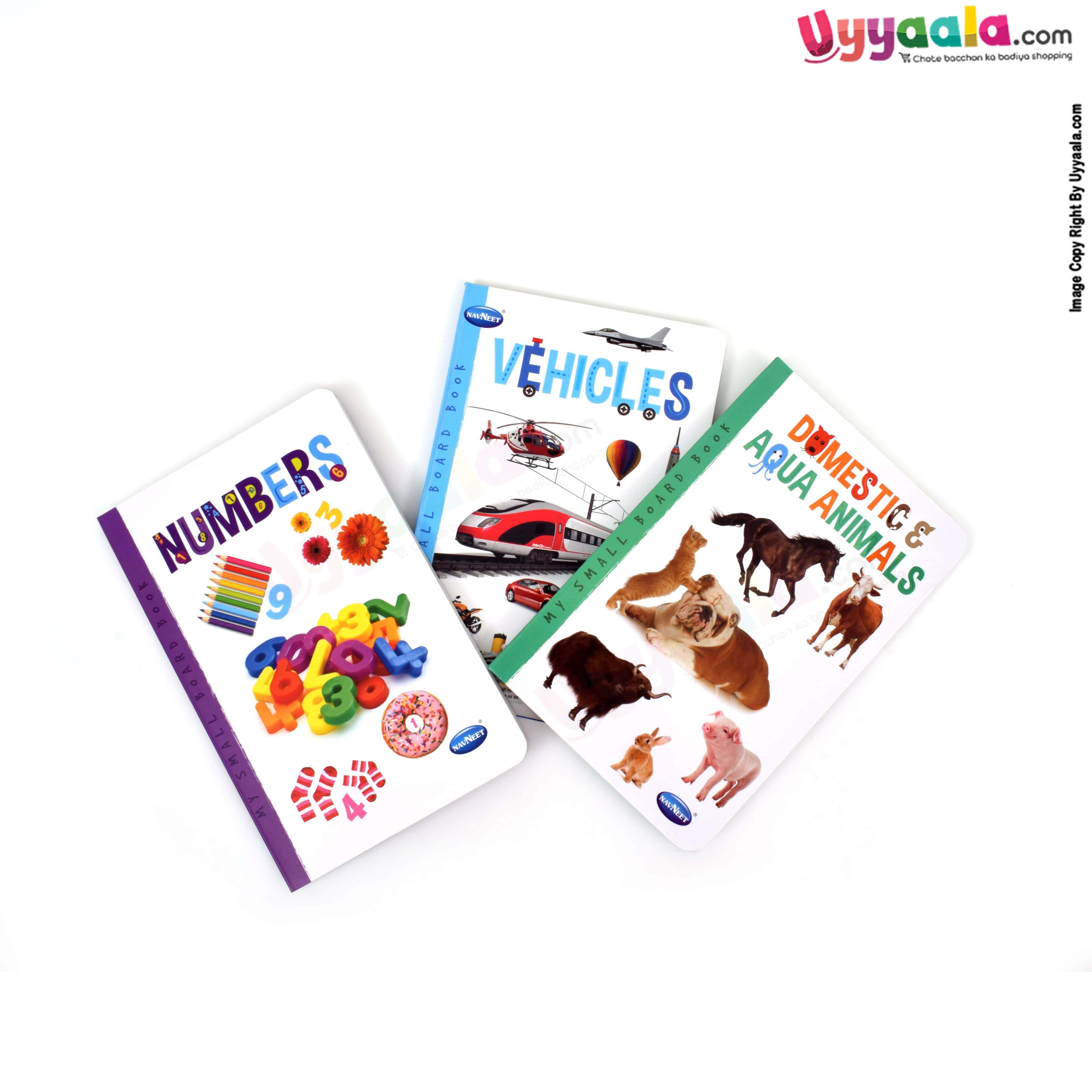 NAVNEET my small board book pack of 3 - numbers, vehicles & domestic & aqua animals