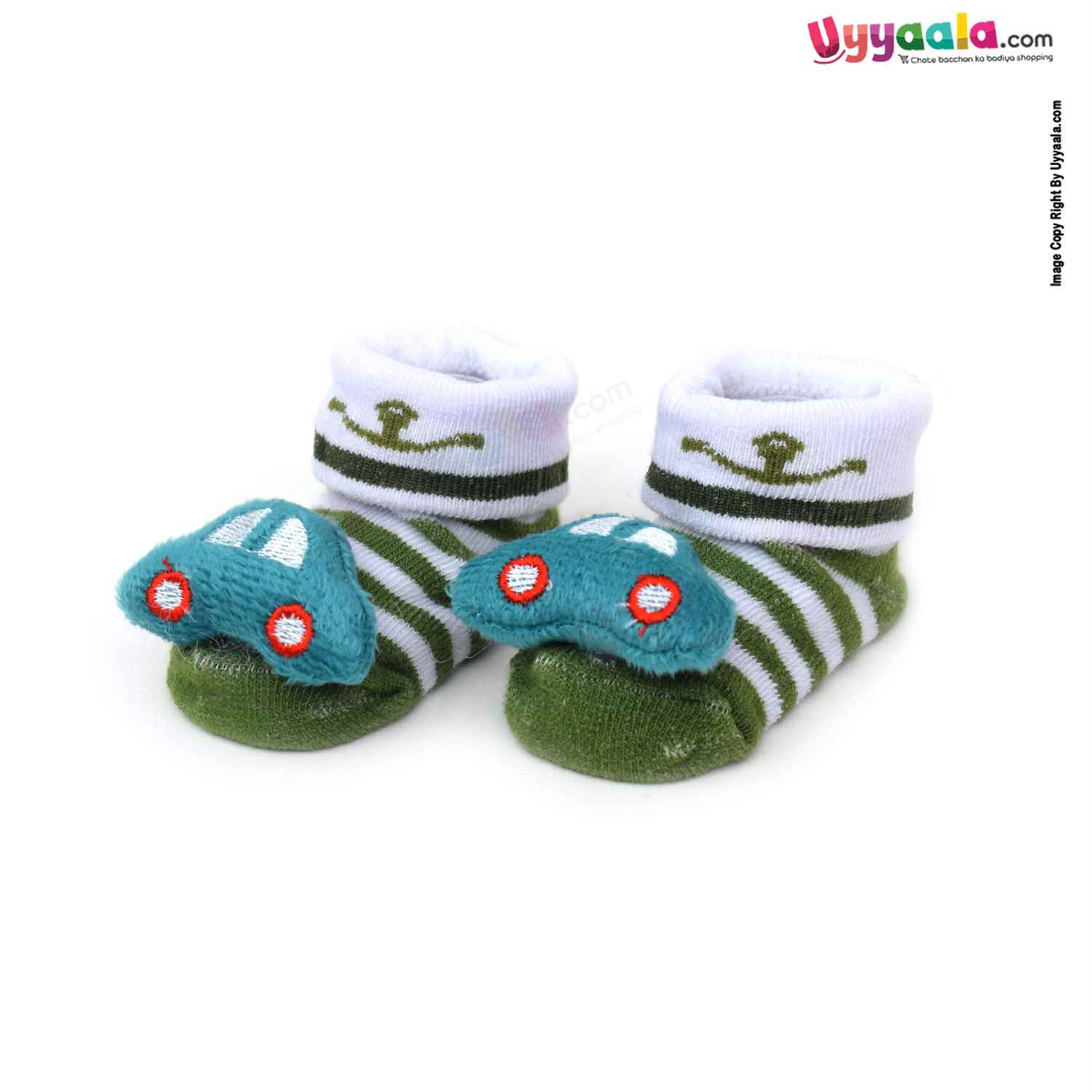 HERMAS Fashion Socks Car Character for Babies 0-12m Age - Green