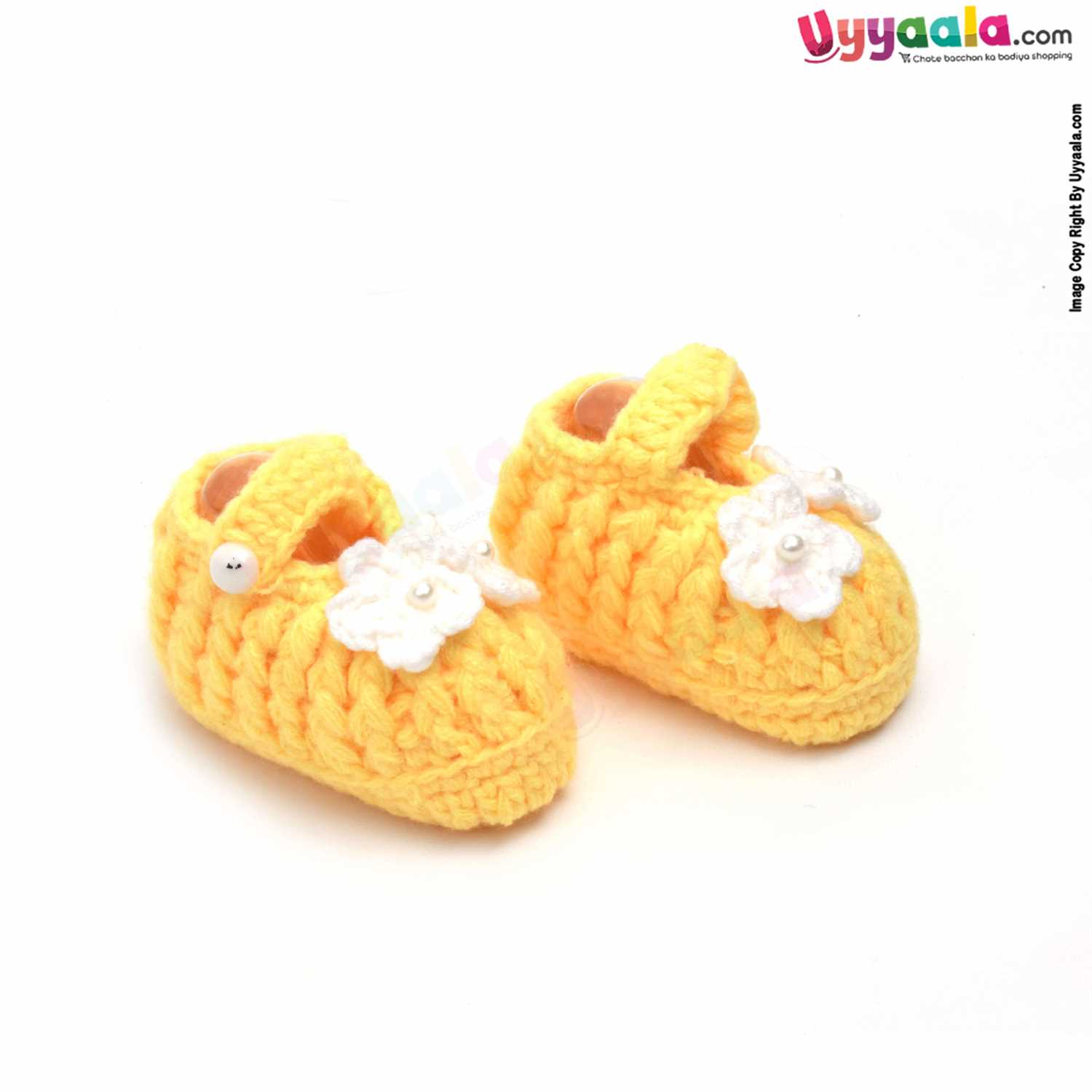 Woolen Hand Knitted Socks for New Born 0-6m Age - Yellow