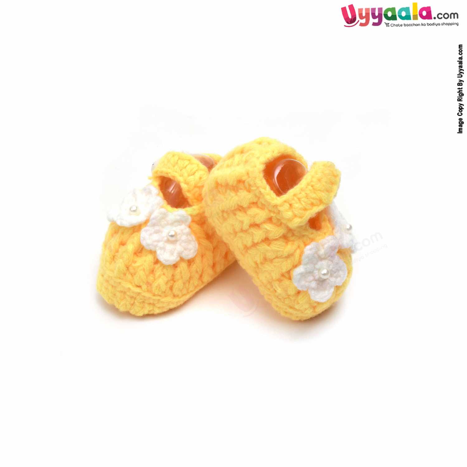 Woolen Hand Knitted Socks for New Born 0-6m Age - Yellow