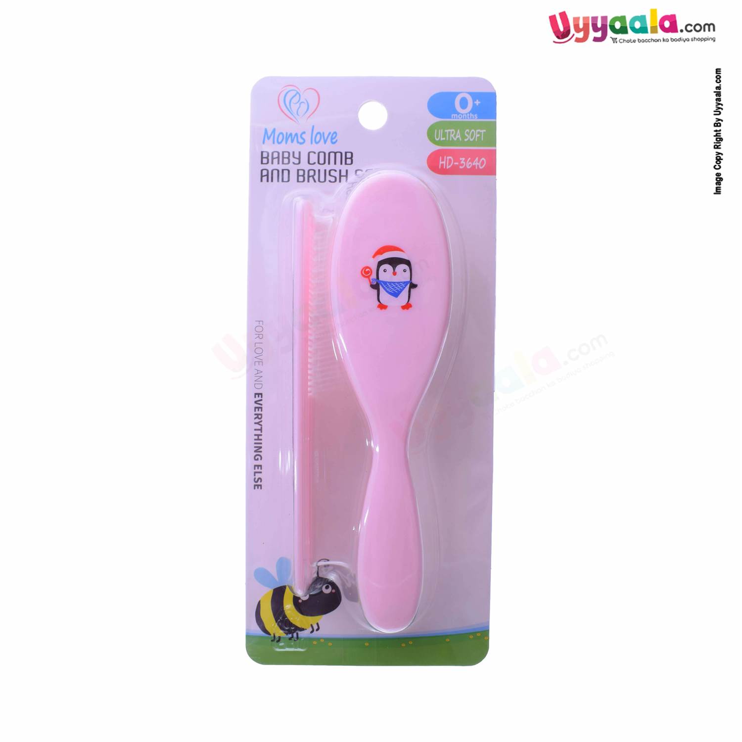 MOMS LOVE Baby Comb & Brush Set for Babies 0+m Age, Pink