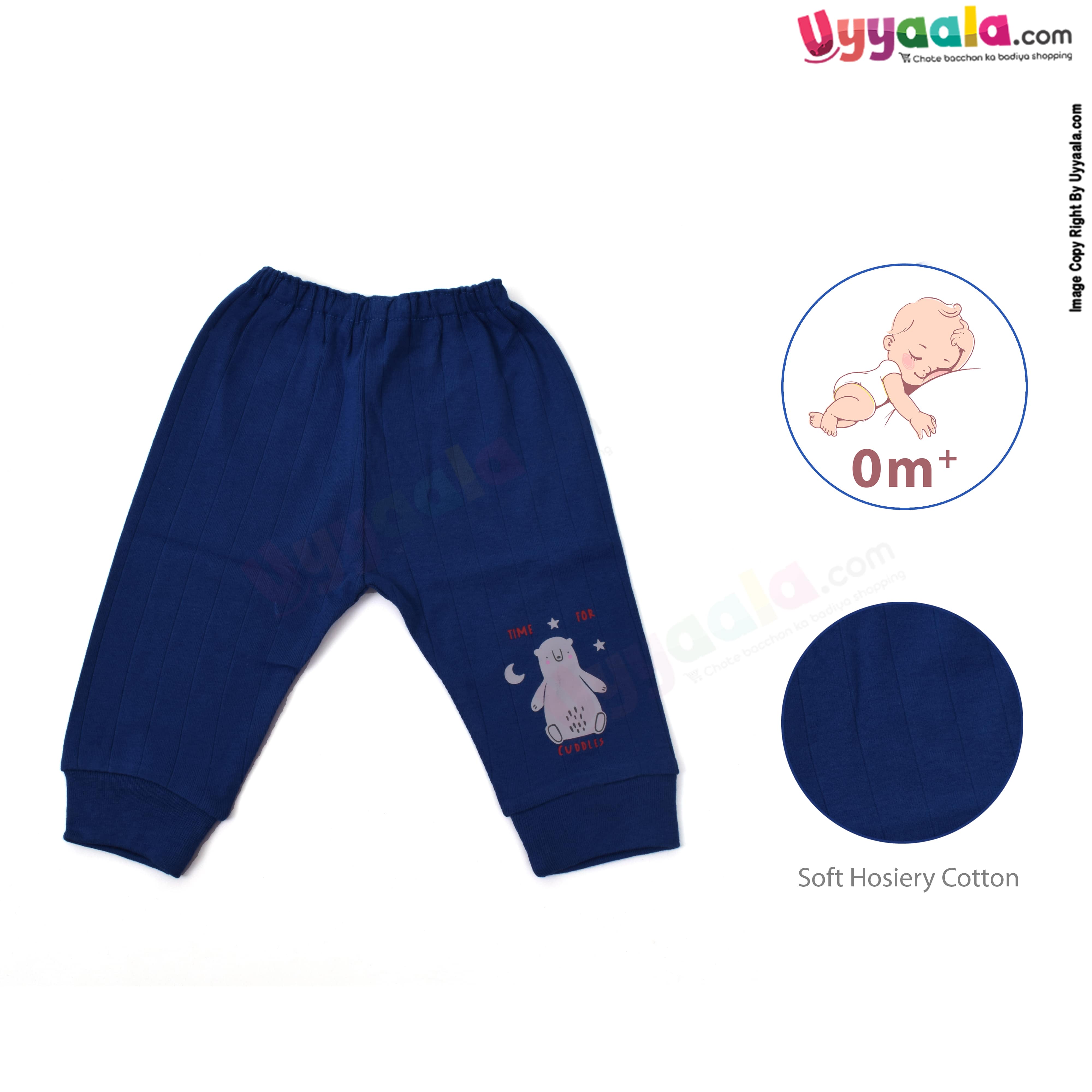 PINK RABBIT Leggings with bottom rib for newborn,100% Soft Hosiery cotton pack of 3- Multi Color (Newborn)