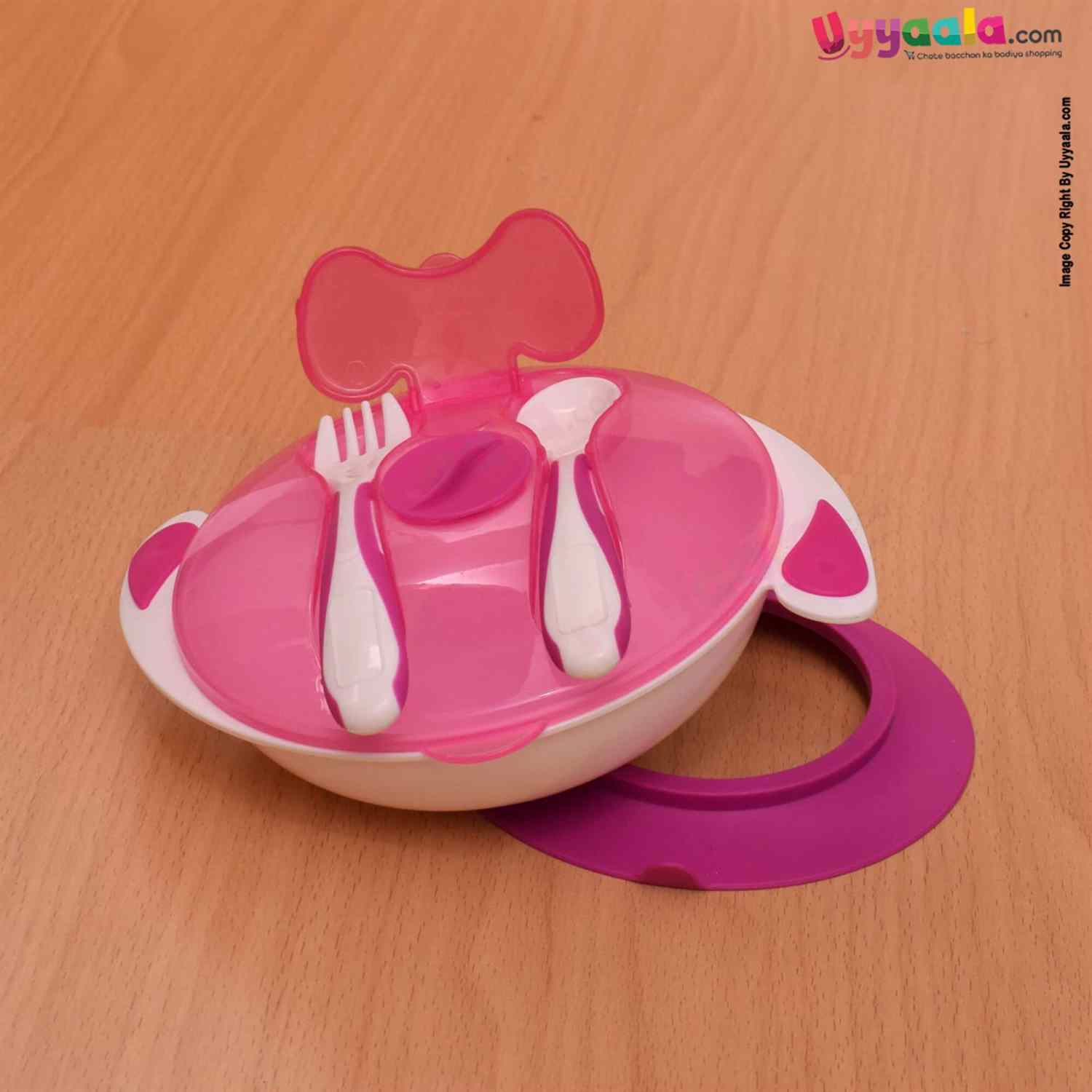 MUMLOVE Baby Suction Bowl & Spoons 10+m Age, Pink