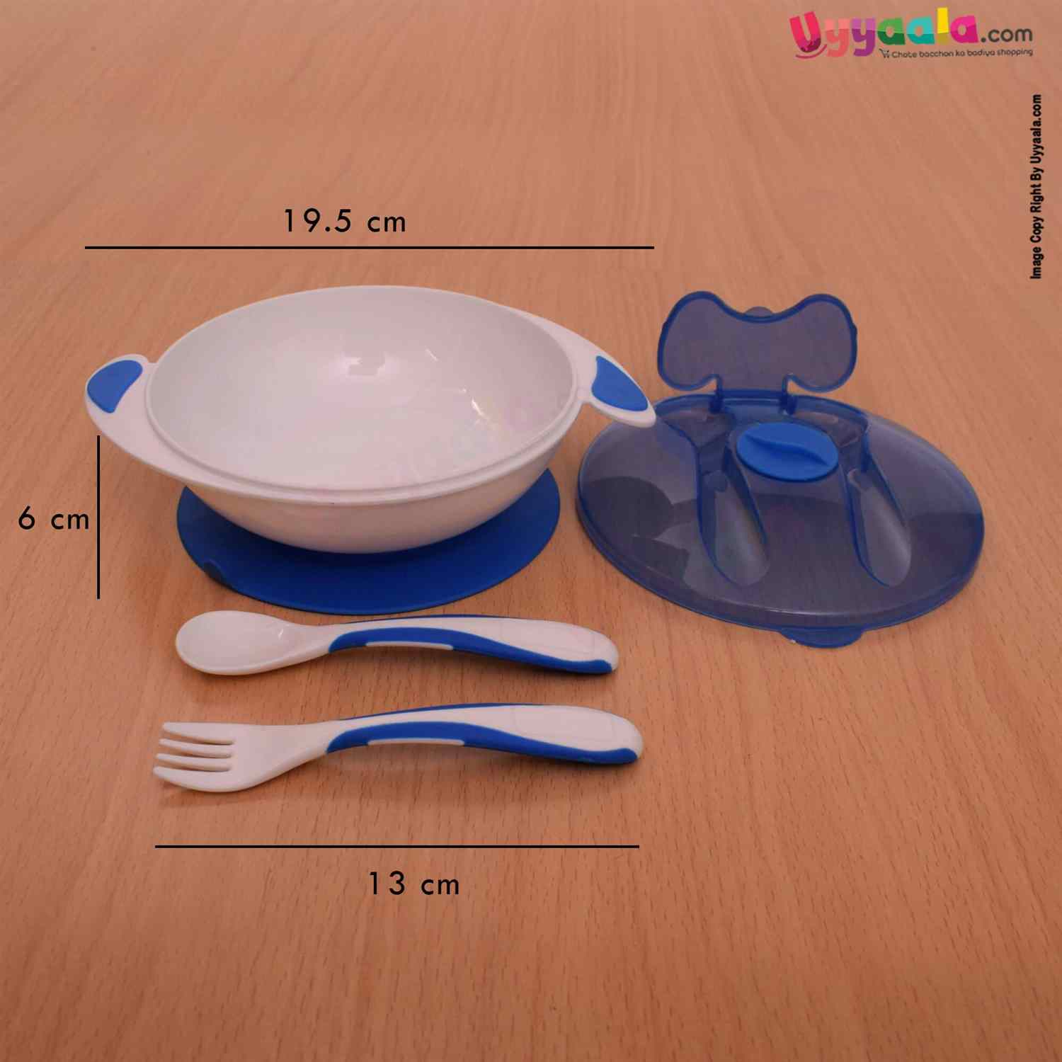 MUMLOVE Baby Suction Bowl & Spoons 10+m Age, Blue