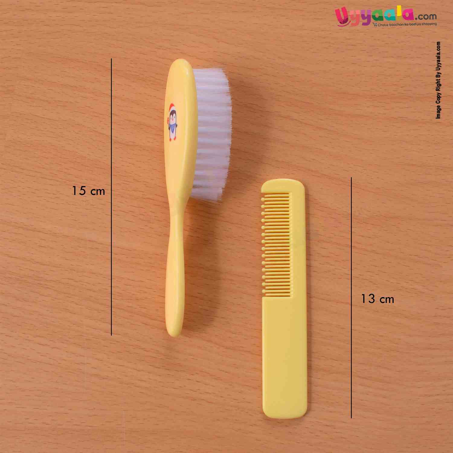 MOMS LOVE Baby Comb & Brush Set For Babies 0+m Age, Yellow