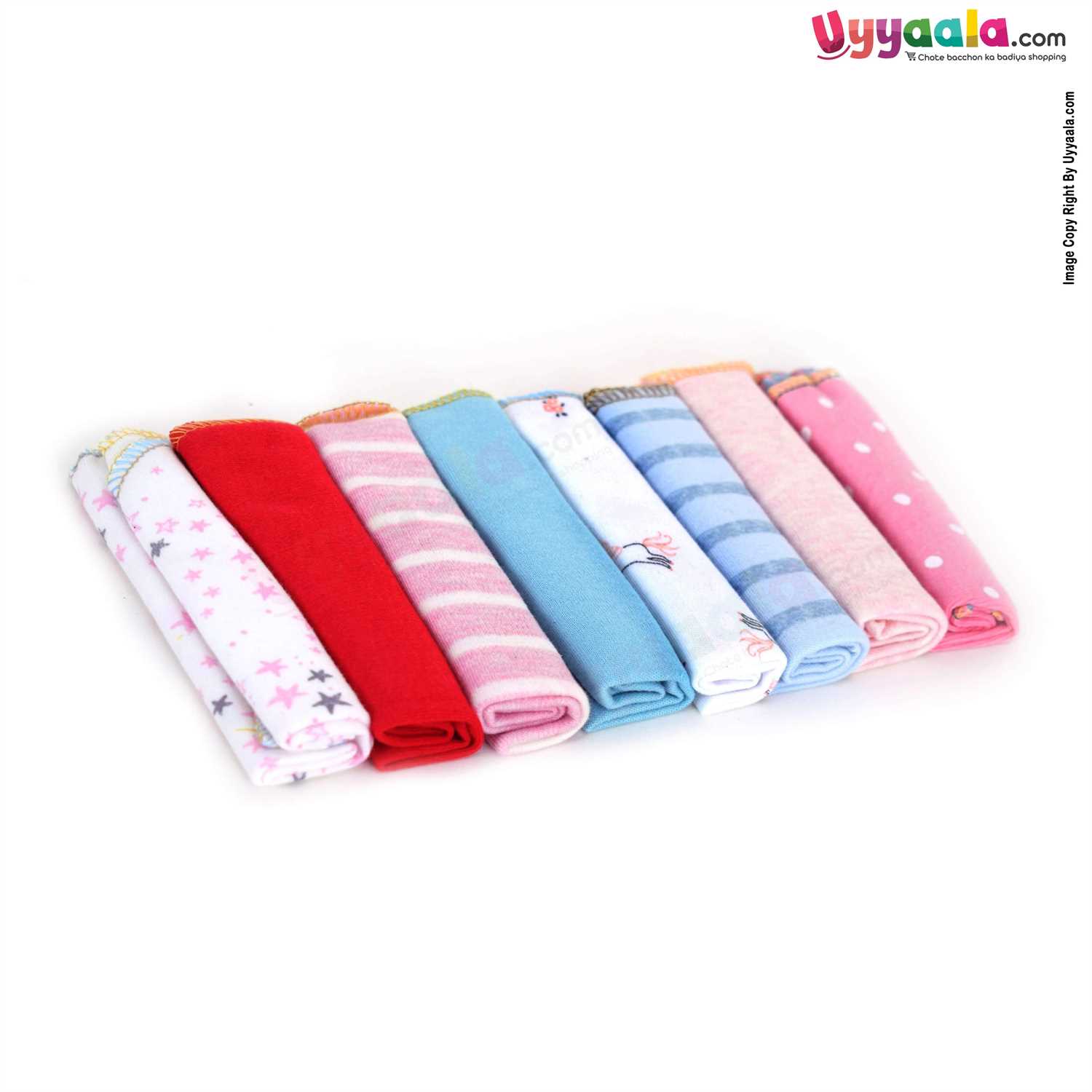 GERBER Baby Wash Cloth (Napkins) Pack of 8 - Multi-Color