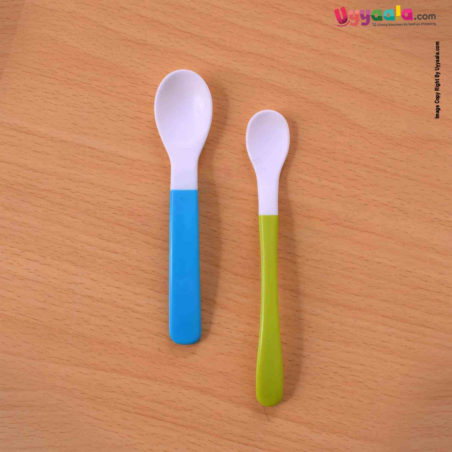 ROVCO Heat Discoloration Silicone Spoons Twin Pack For Babies 6+m Age - Blue & Green