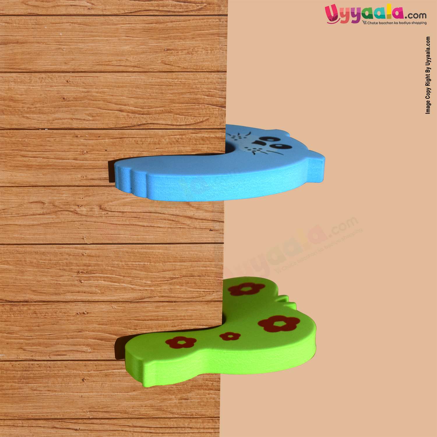 DR GYM Safety Corner Door Guard For Kids Safety With Animal Shapes, 2 pack- Green & Blue
