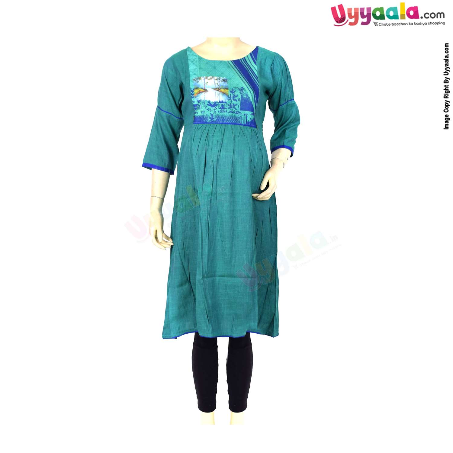 Cotton kurti for mother, Green