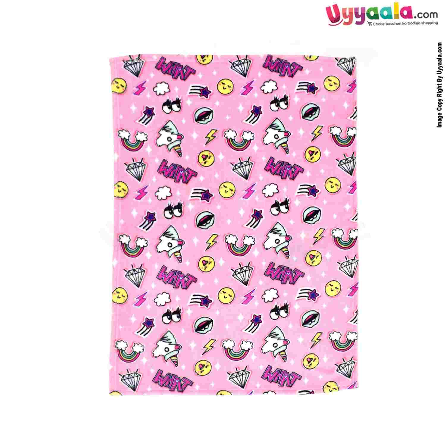 Baby Blanket Roll Velvet Fleece Material Emoji & Star Print