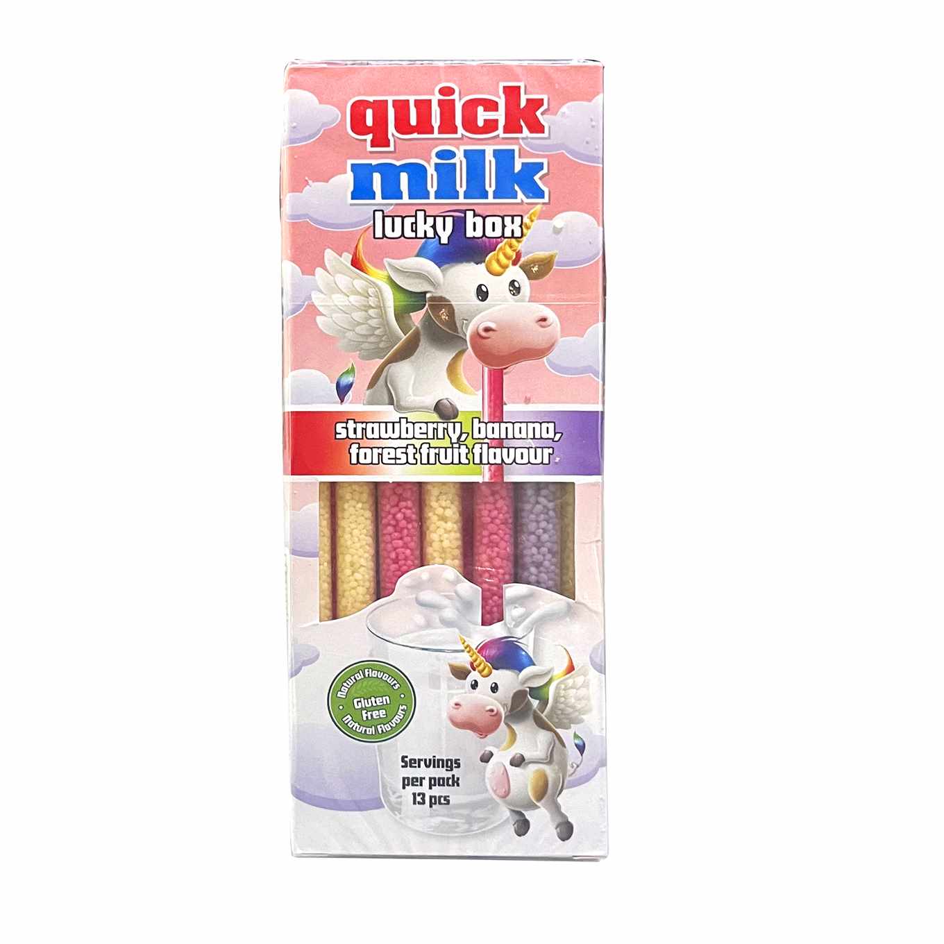 Quick Milk Lucky Box Strawberry, Banana & Forest Fruit Flavour -  pack of 13, 3Y+