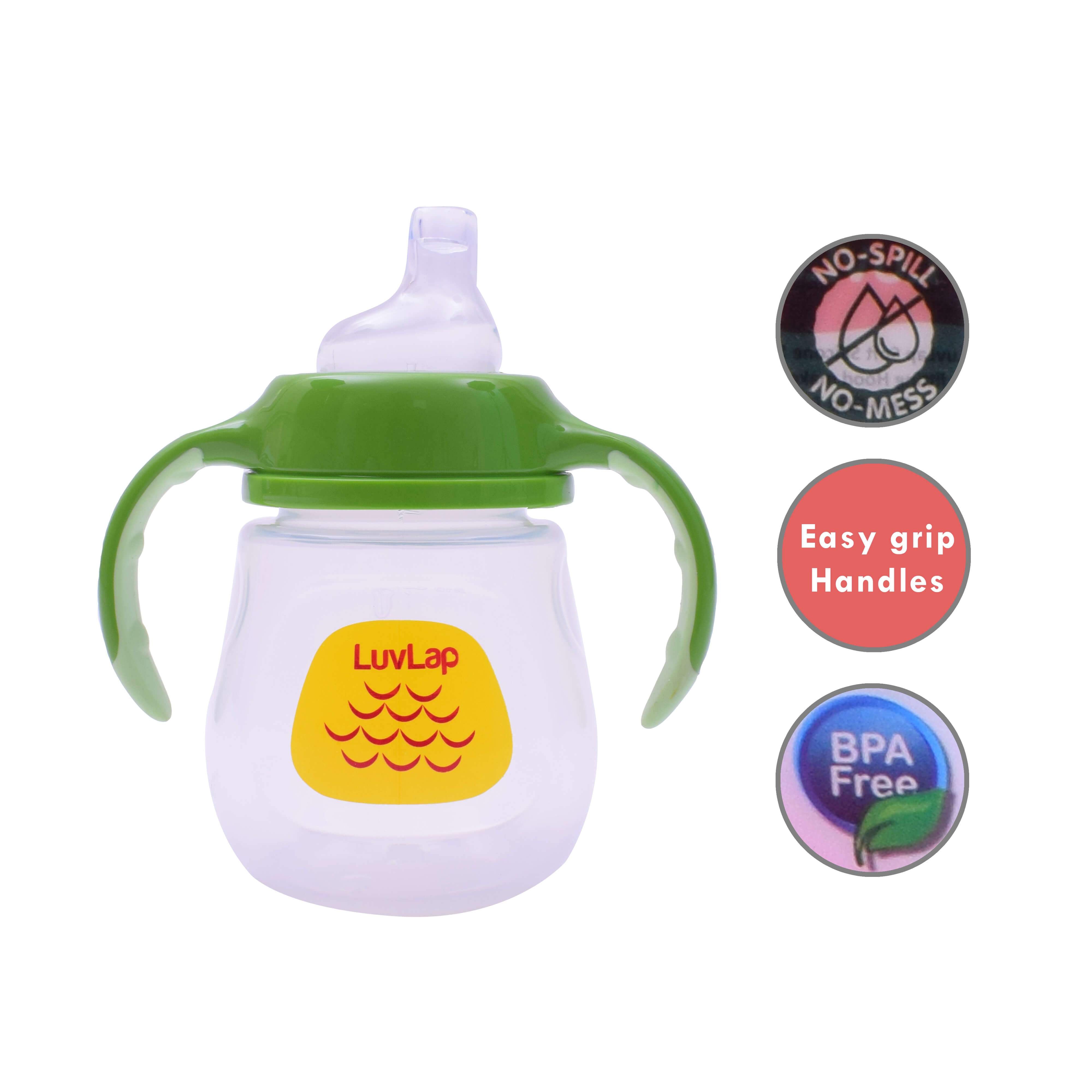 LUVLAP Clever frog Spout Sipper Cup with Easy Grip Twin Handle Bottle 210 ml 6+m Age