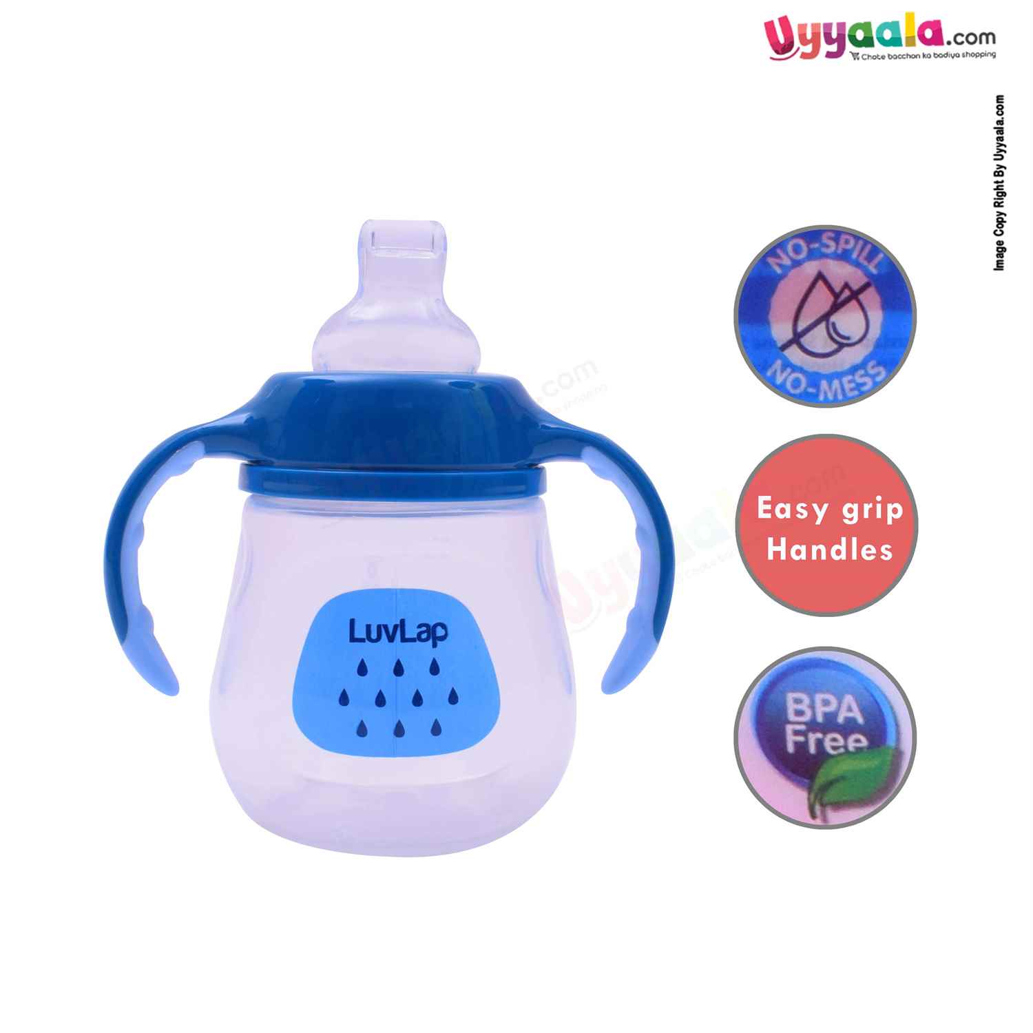 LUVLAP Little Dolphin Spout Sipper Cup with Easy Grip Twin Handle Bottle 210 ml 6+m Age, Blue