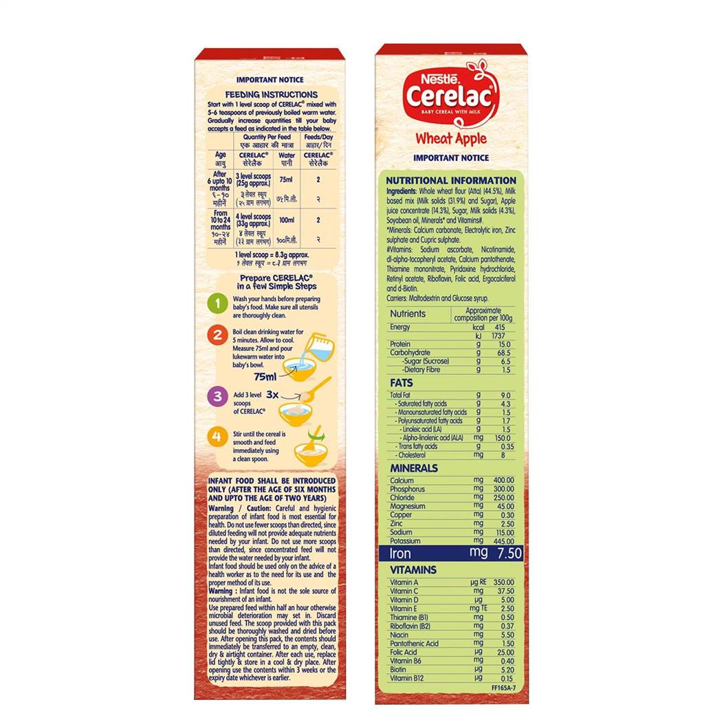 Buy Nestle Cerelac Baby Cereal with Milk, Wheat & Apple Online in India at uyyaala.com