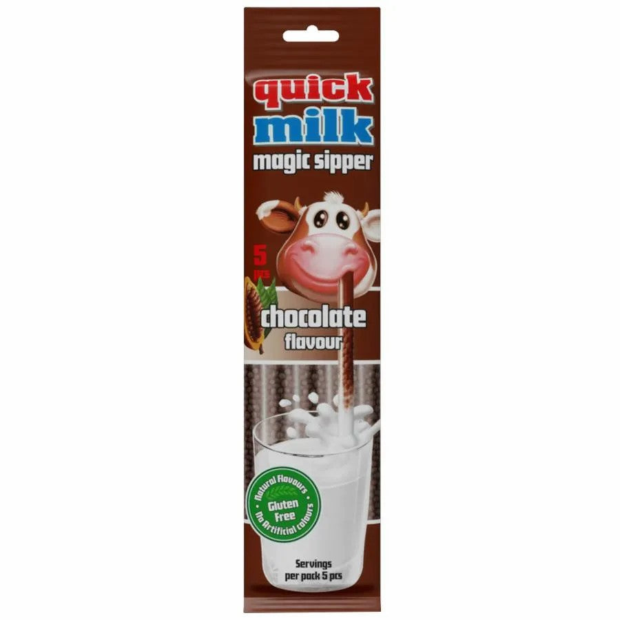 Quick Milk Magic Sipper Straws, Chocolate Flavour  -  pack of 5, 3Y+