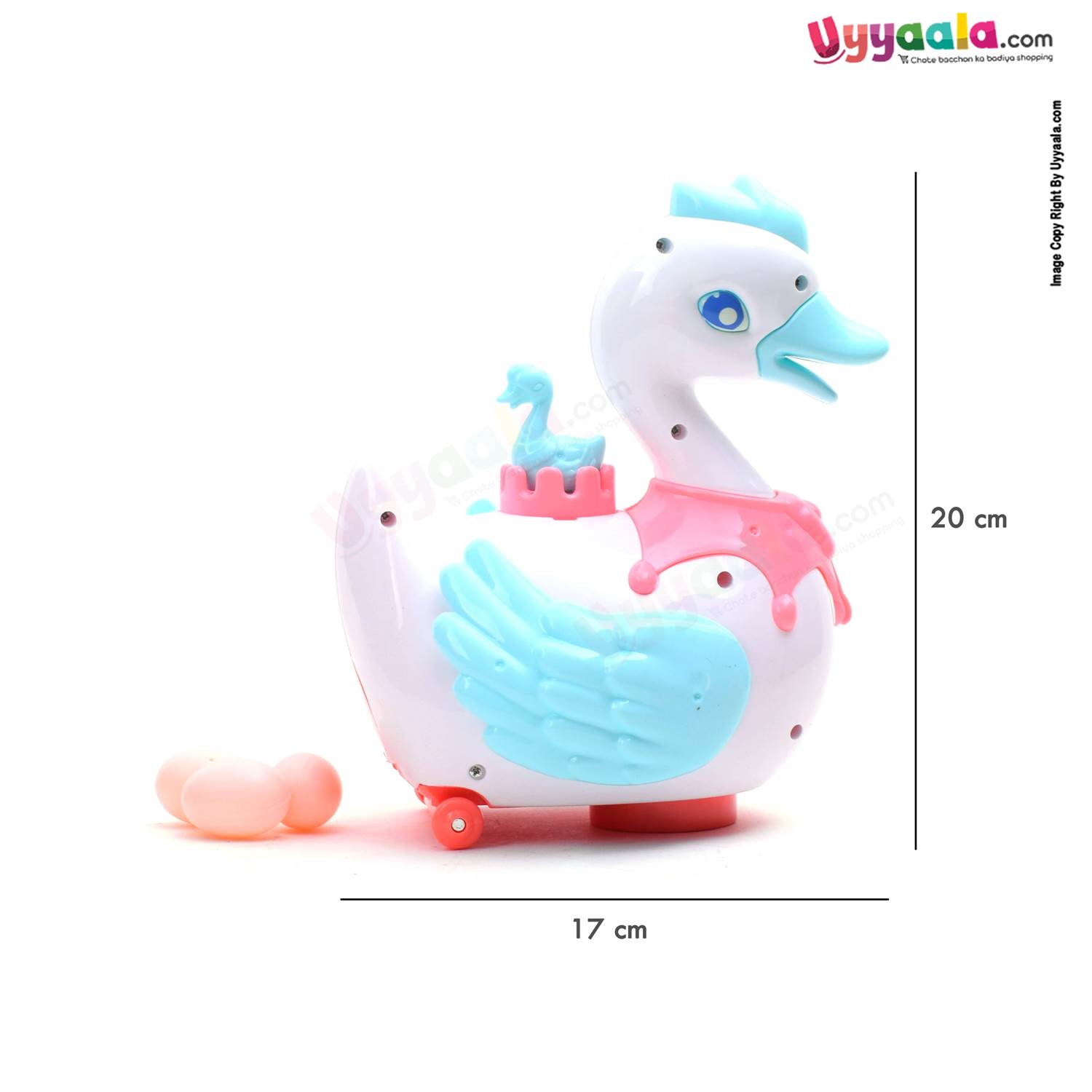 Swan Will Lay Eggs Battery Operated Toy With Light & Music 3+Y Age - White-Blue