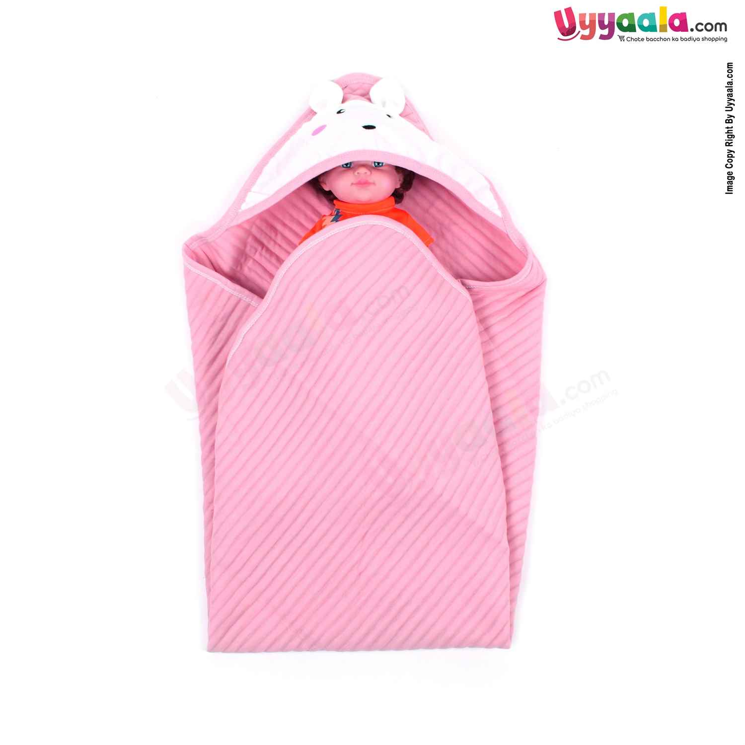 Thermal Hood Blanket Rabbit Character 0-24m Age,Pink