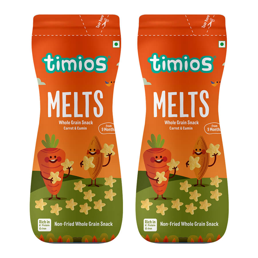 Buy Timios Melts - Carrot, Cumin flavored Puff Snacks - Pack of 2 Online in India at uyyaala.com