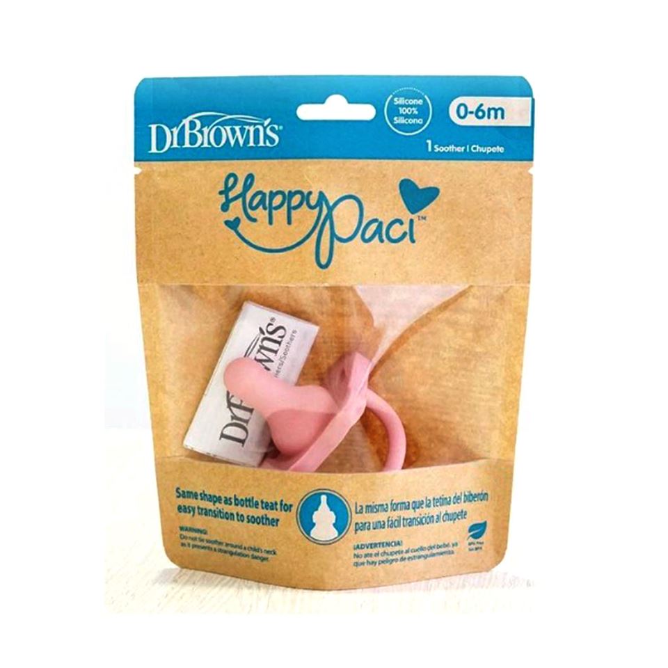 DR.Brown's Happy Paci Silicone Soother, Pink (0-6m)