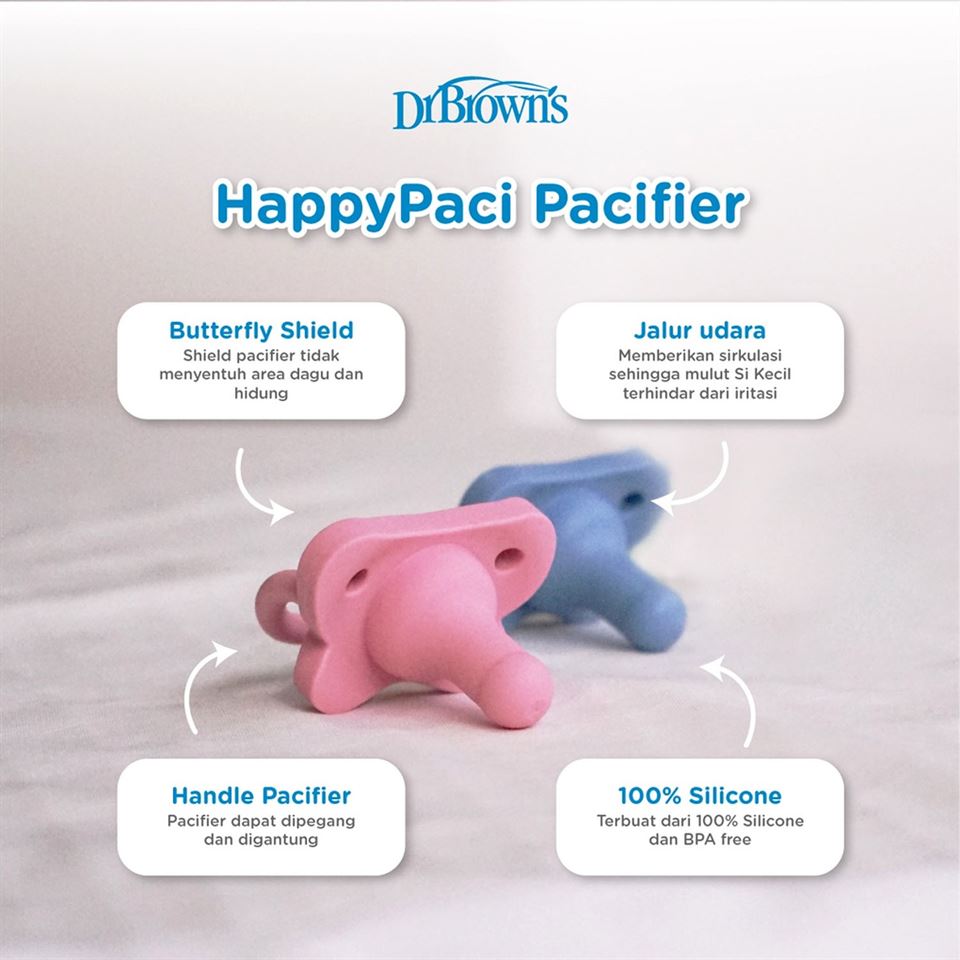 DR.Brown's Happy Paci Silicone Soother, Pink (0-6m)