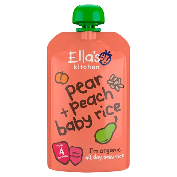 Ella's Kitchen Organic Baby Rice with Pear, Peach - 120gms