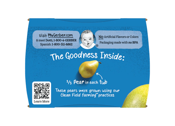 GERBER Puree 2nd Food Pear Flavored Snack For Babies, 2 Pack (113g each) - Sitter