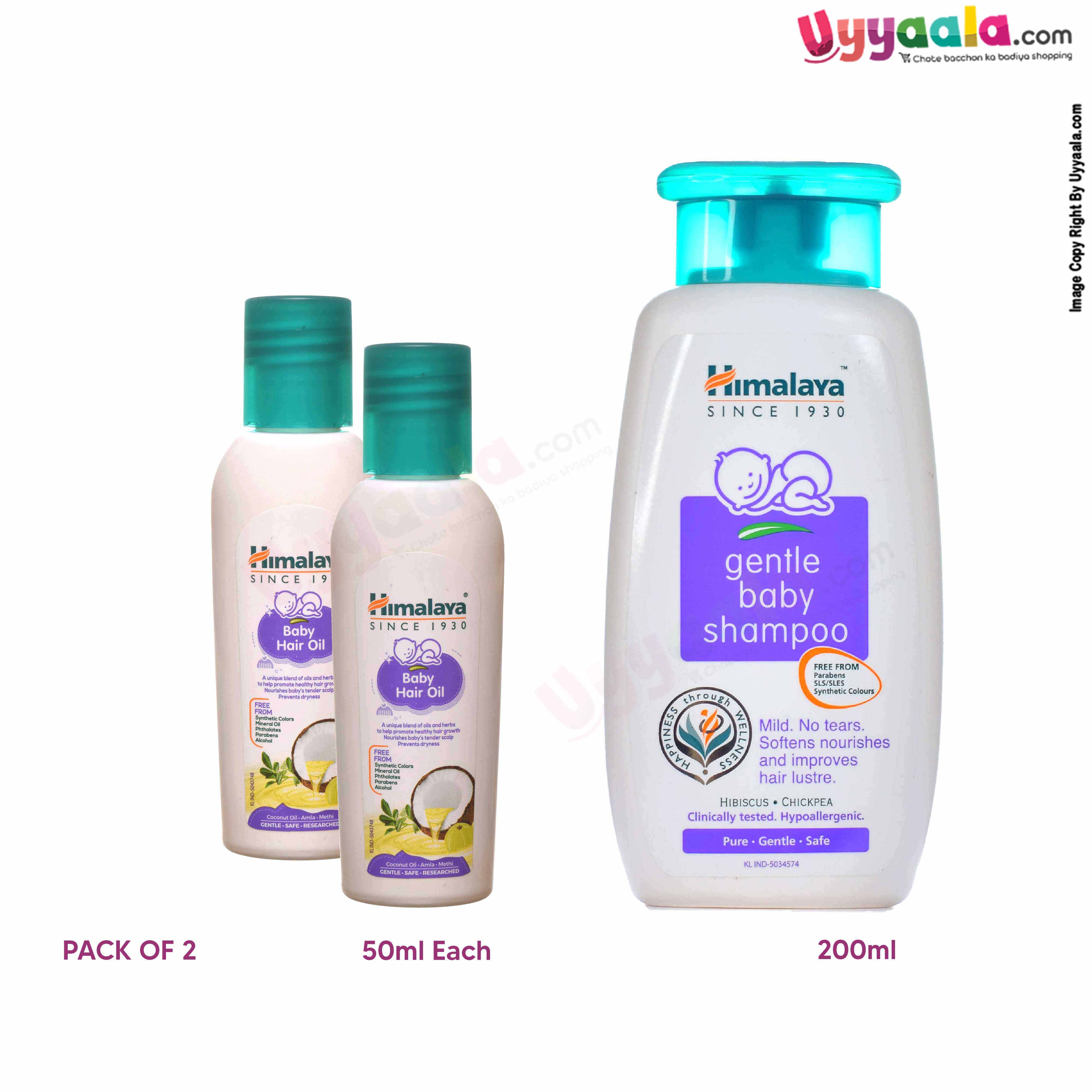 HIMALAYA Hair Oil 50ml Pack of 2 & Gentle Baby Hibiscus No Tears Shampoo 200ml (Combo Pack)
