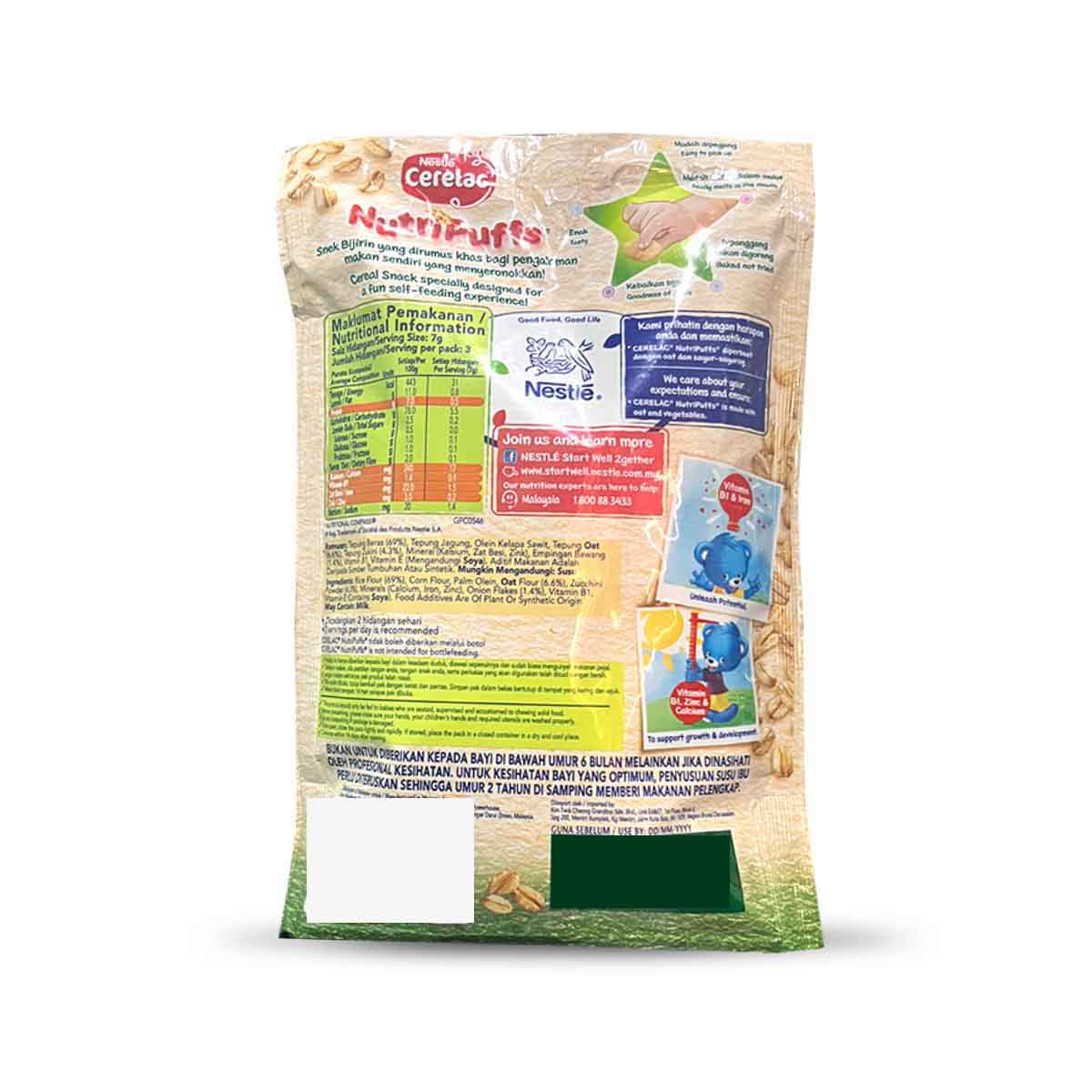 Buy Nestle Cerelac Nutri Puffs Baby Snack with Zucchini & Onion - 25gms Online in India at uyyaala.com