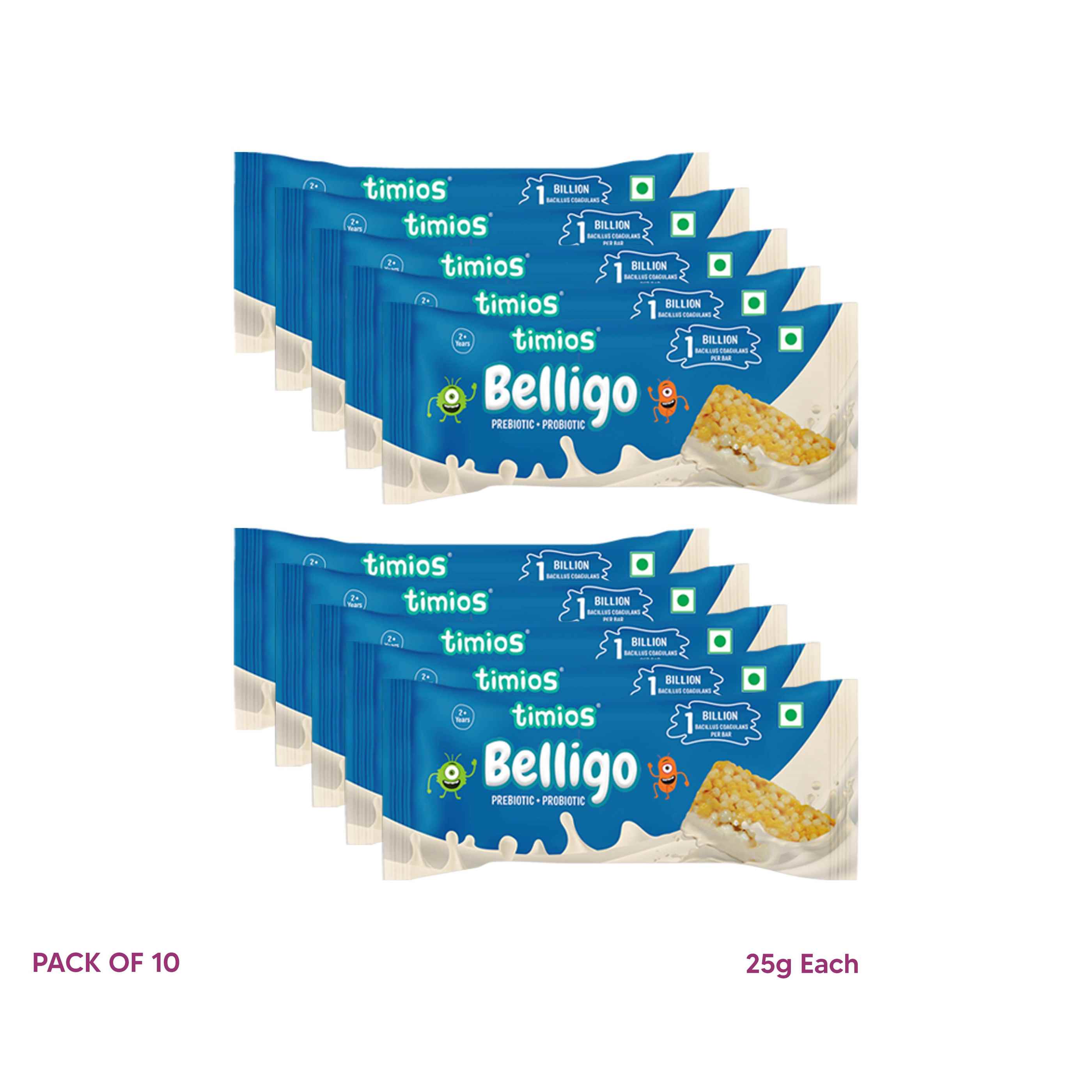 TIMIOS - Belligo - Probiotics + Prebiotics Pack of 10 (25g Each)