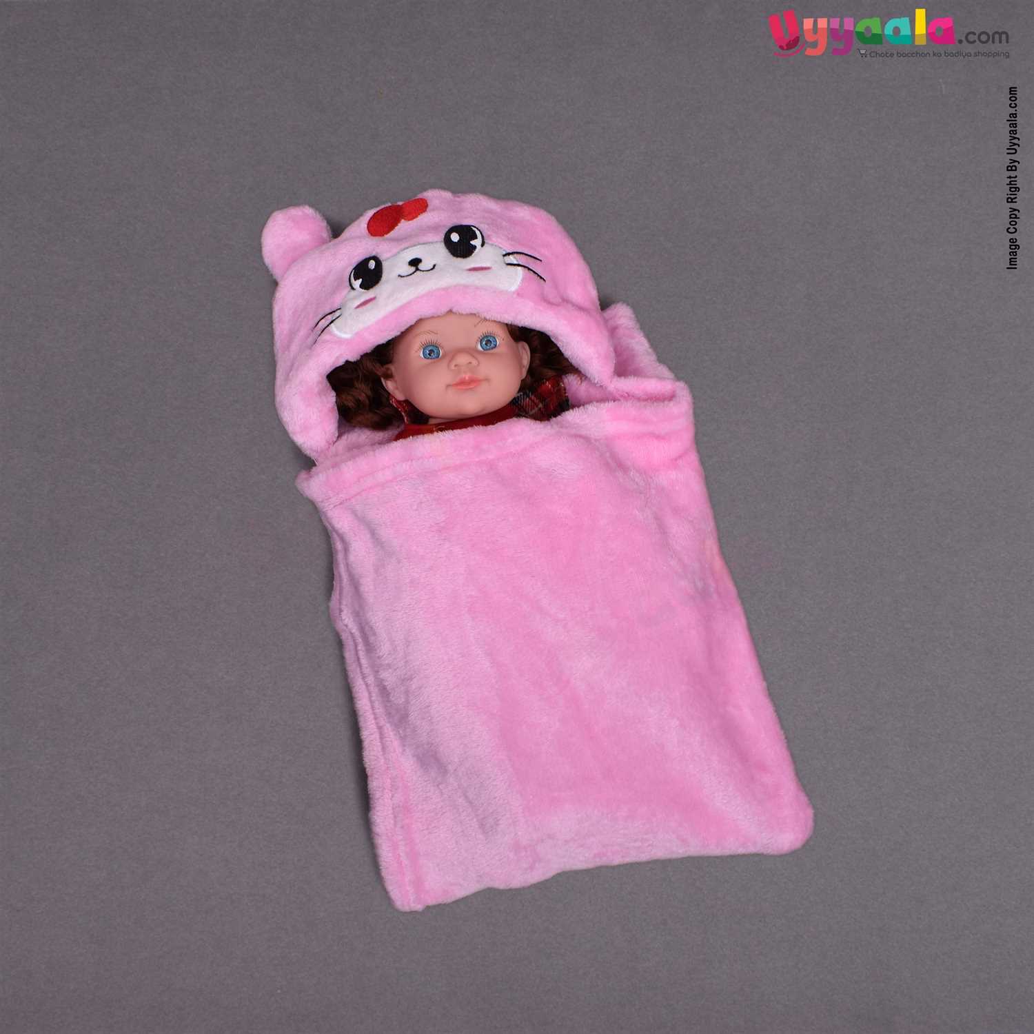 Just One You Hooded Fur Blanket Rabbit Pink 0-24m
