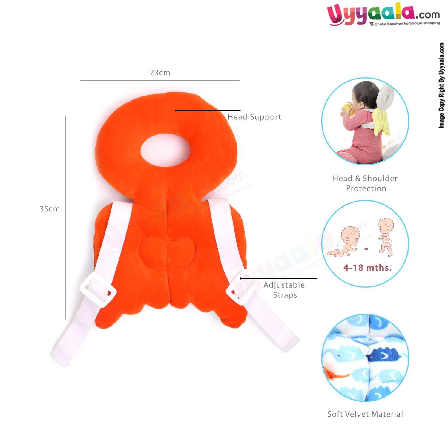 Head Protector with Pillow with Adjustable Straps for babies