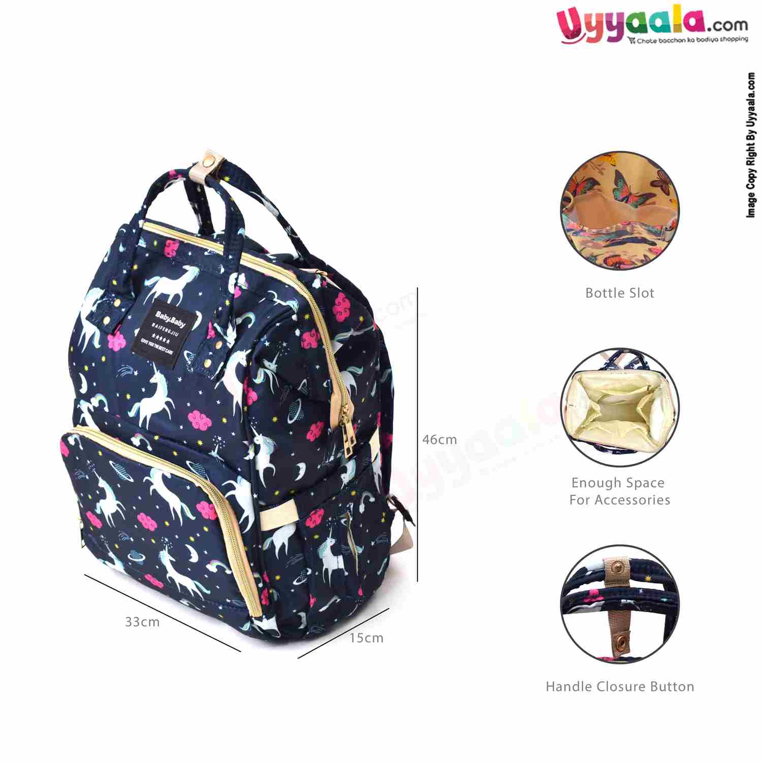 Mother's back pack (diaper bag) comfortable for travelling mothers, premium quality - size(46*31cm) - navy blue