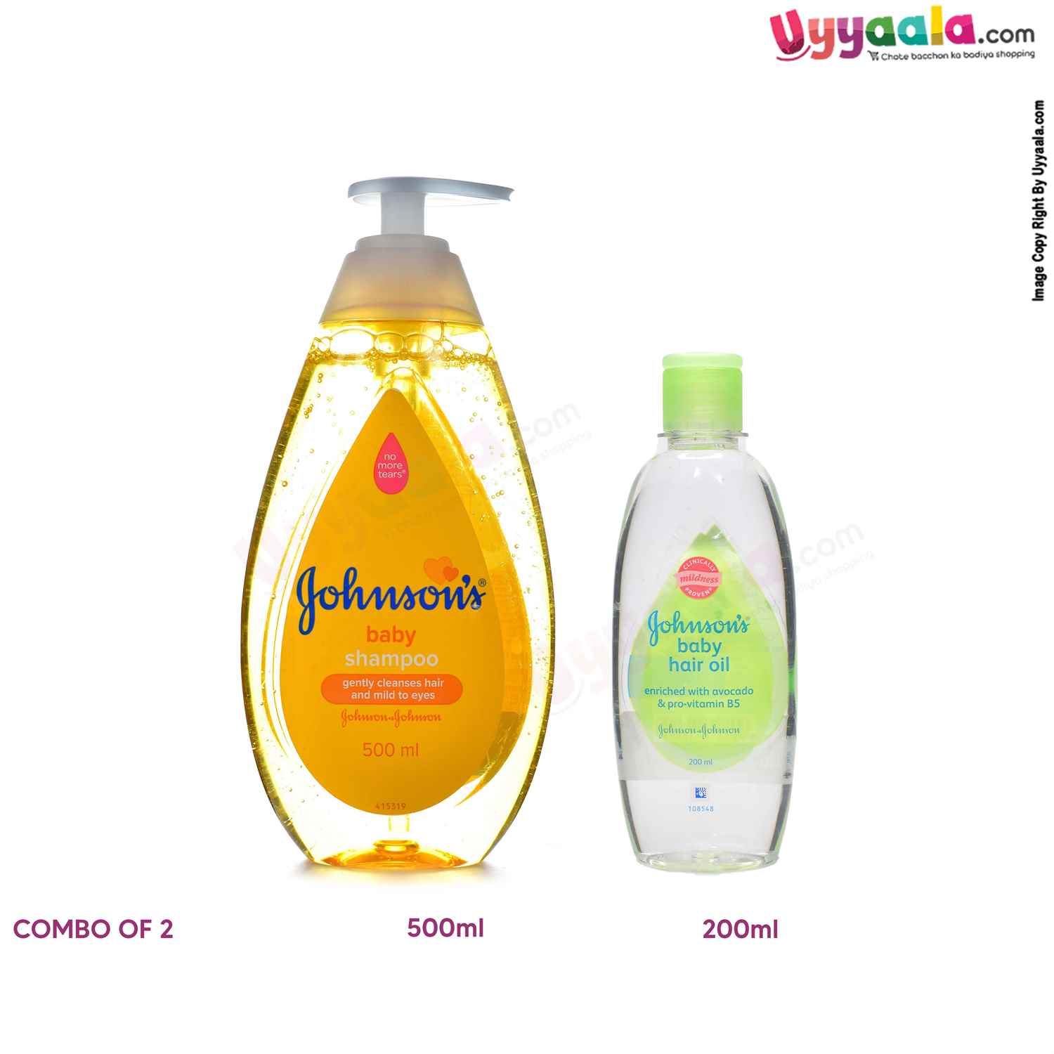 JOHNSONS Baby Shampoo 500ml & Hair Oil 200ml ( Combo of 2 )