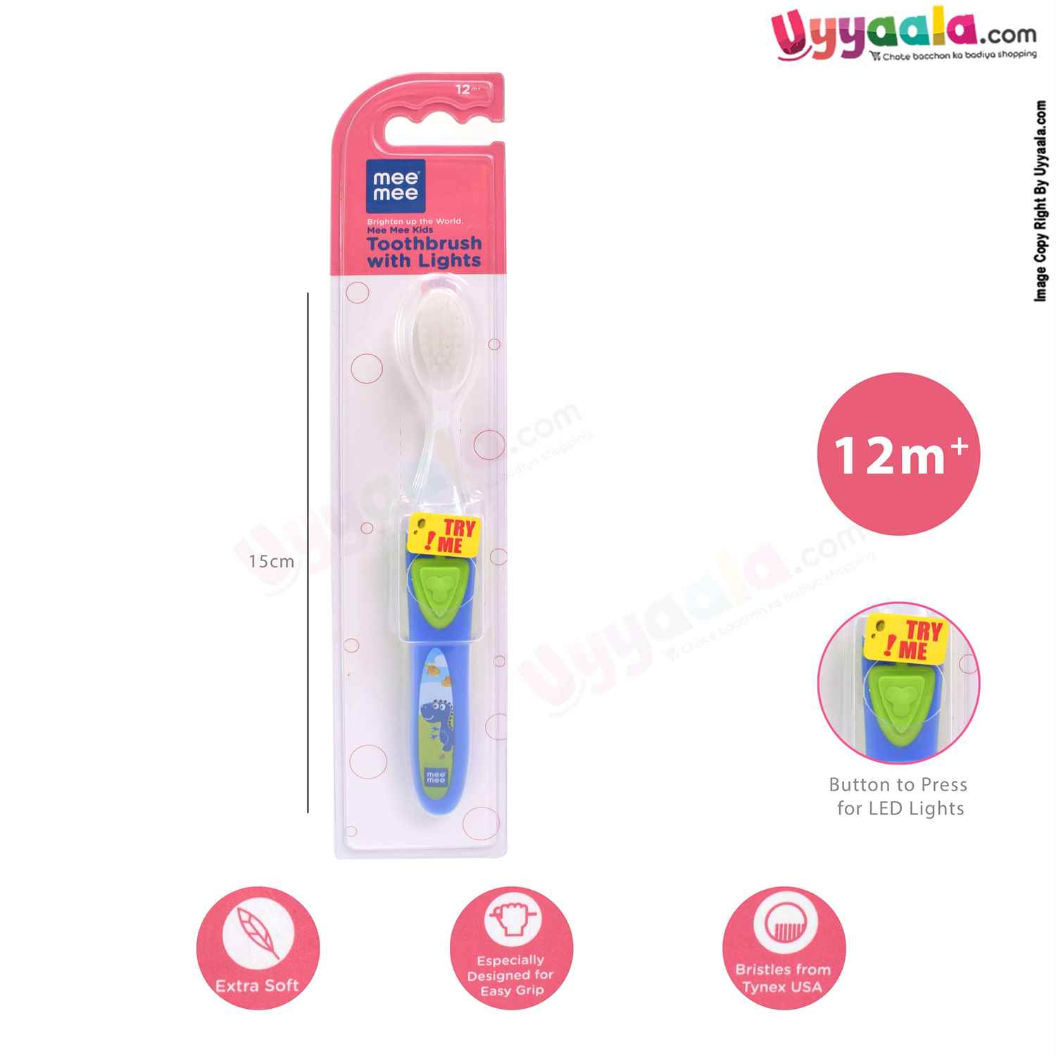 MEE MEE Extra soft Kids Toothbrush with Multiple colour Lights, 12m+ age, Blue