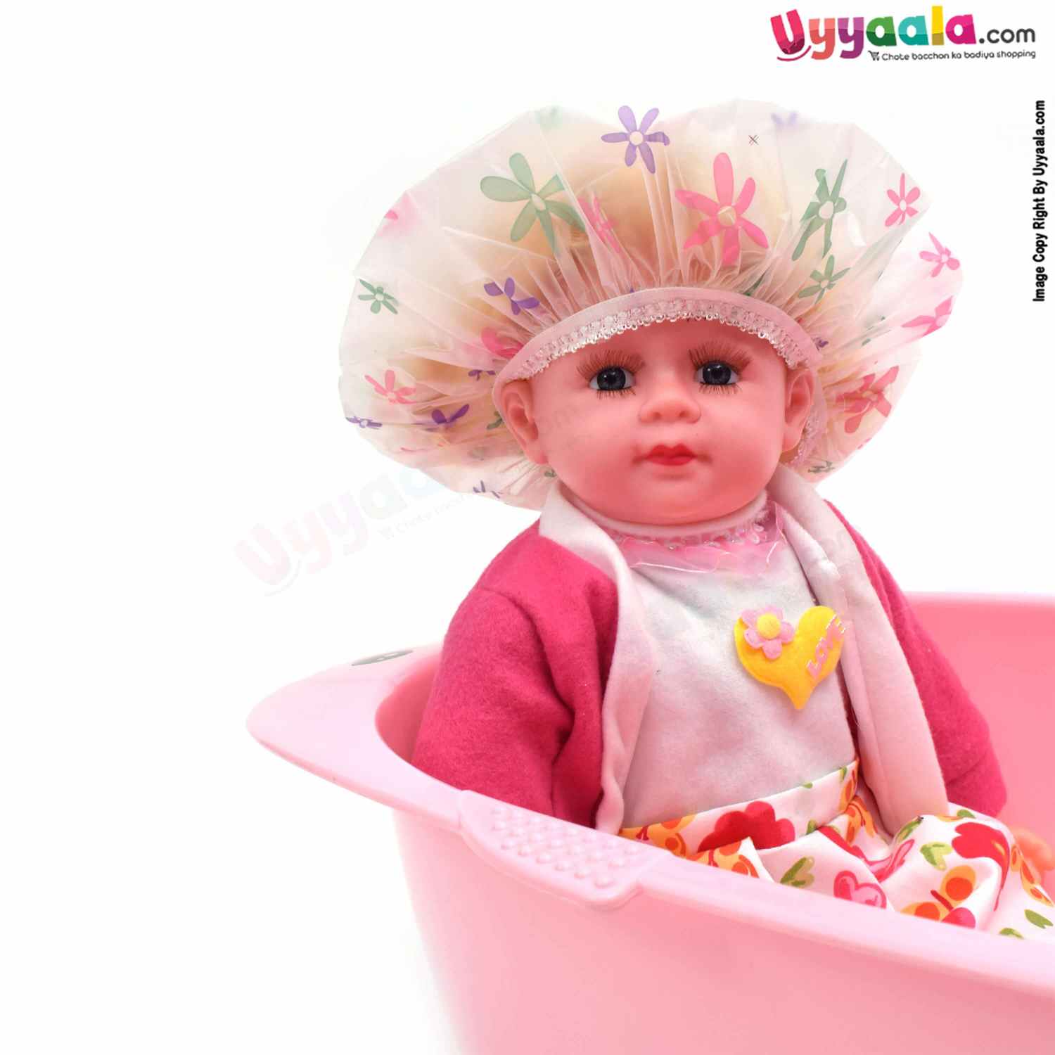 Fashion & Cute Shower Caps for Babies with Floral Print Pack of 2, 0-12m Age - Multi Color