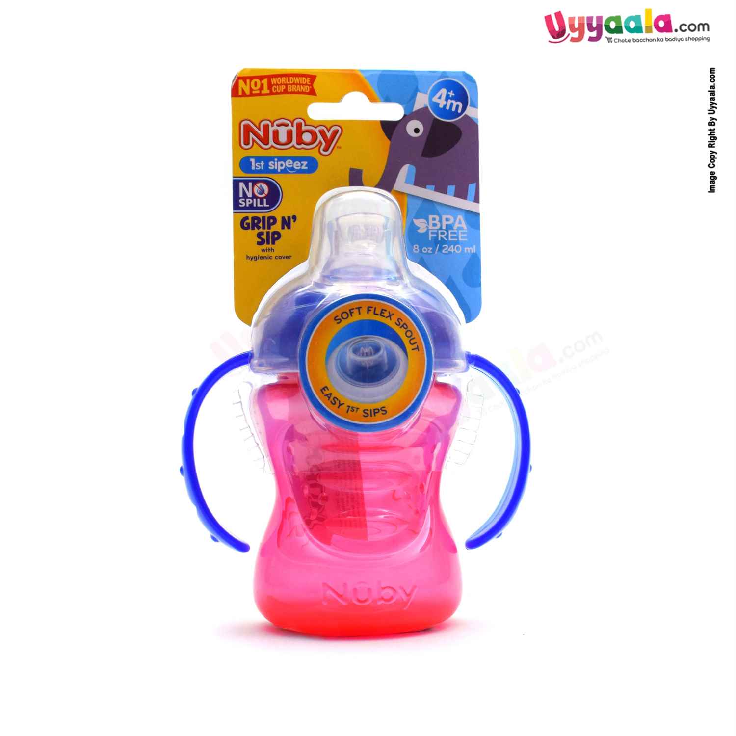 NUBY 'Grip n sip' sipper with soft flexible spout - 300ml, 4+m age